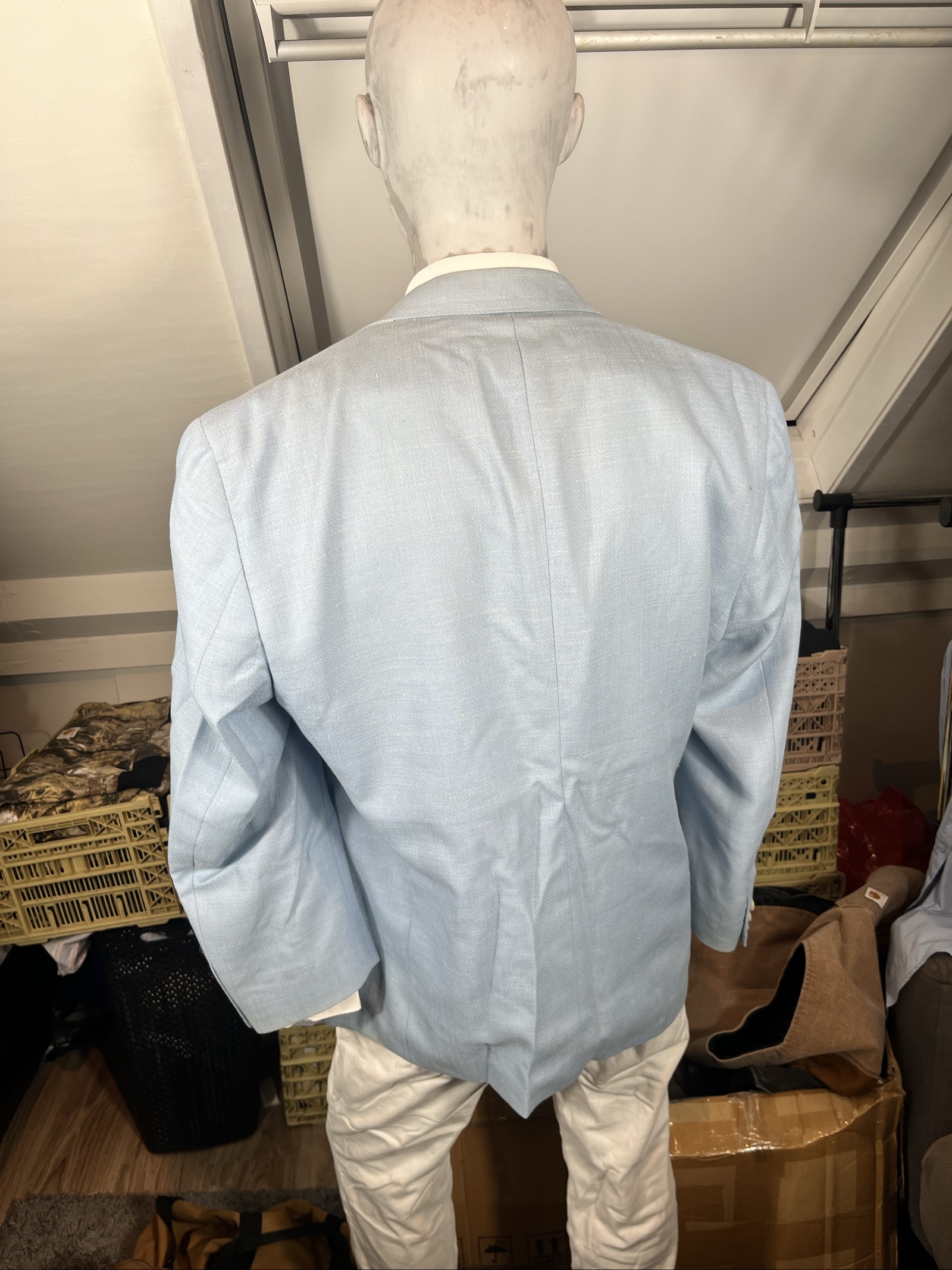 Vintage Light Blue Wool Blend Blazer Men's Large Classic Jacket image 7