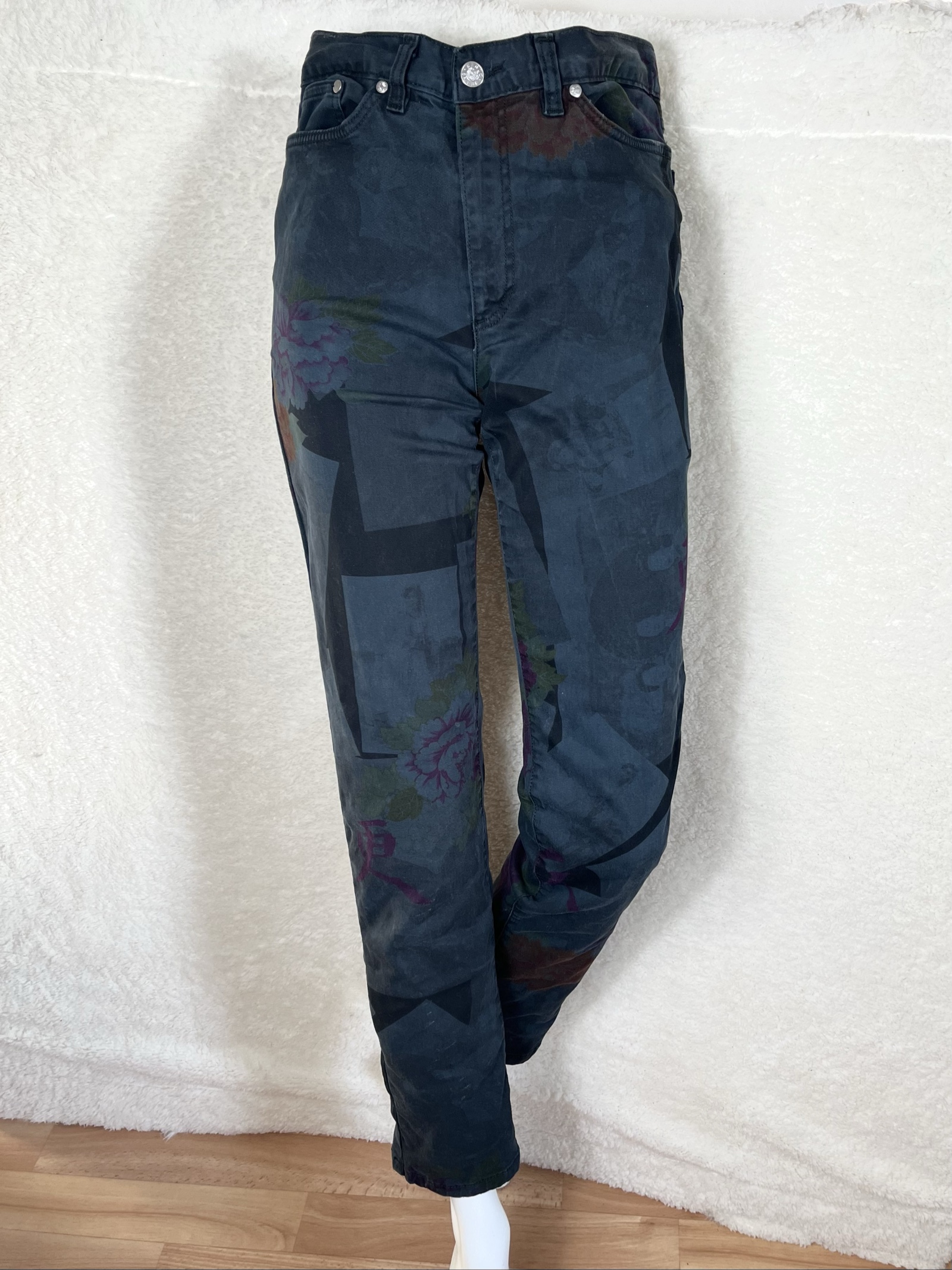 Kenzo high waisted jeans straight leg allover print image 4