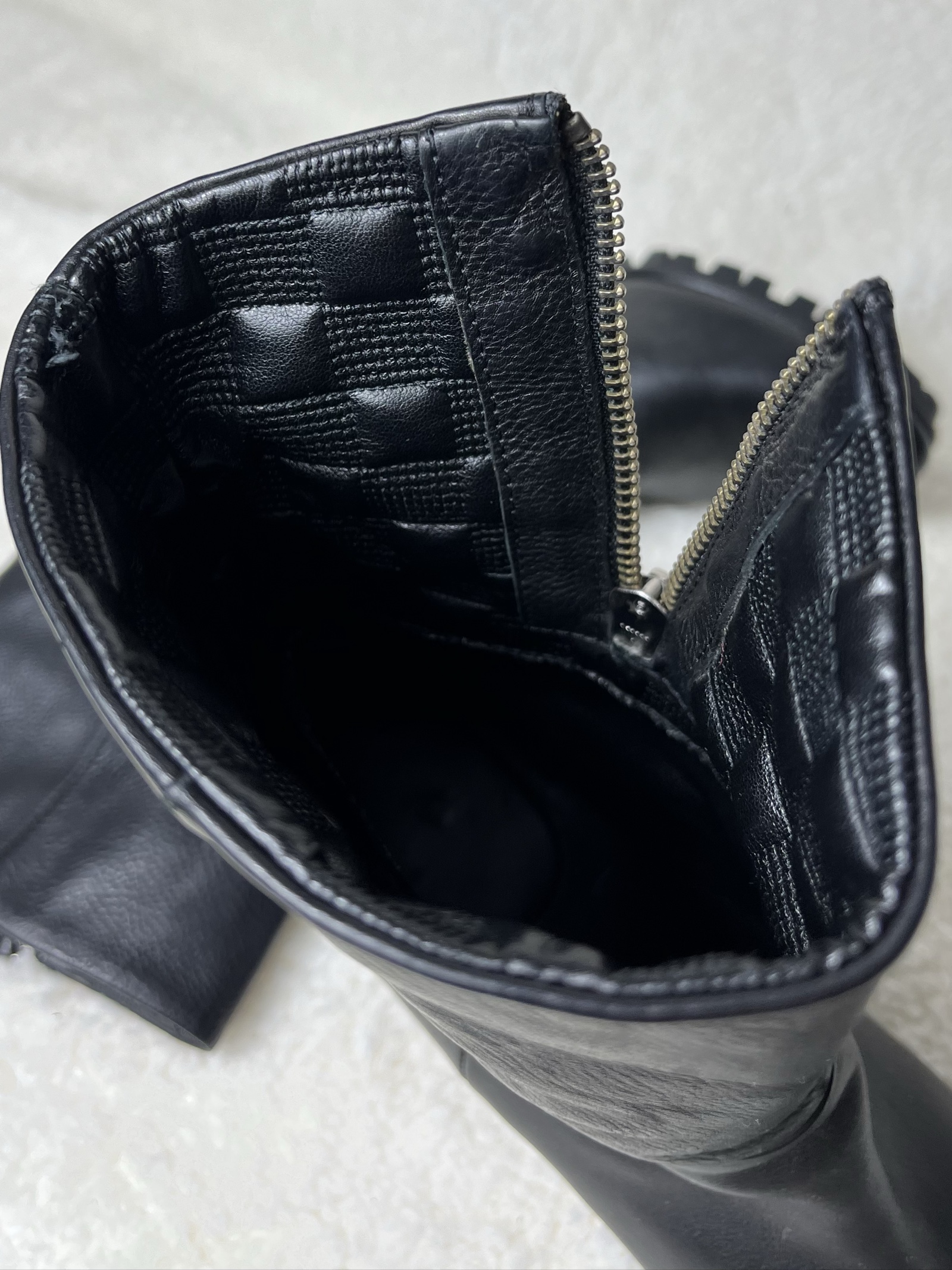 Vic Matie genuine Leather Mid-Calf biker boots Zip Block Heel size 37 image 8