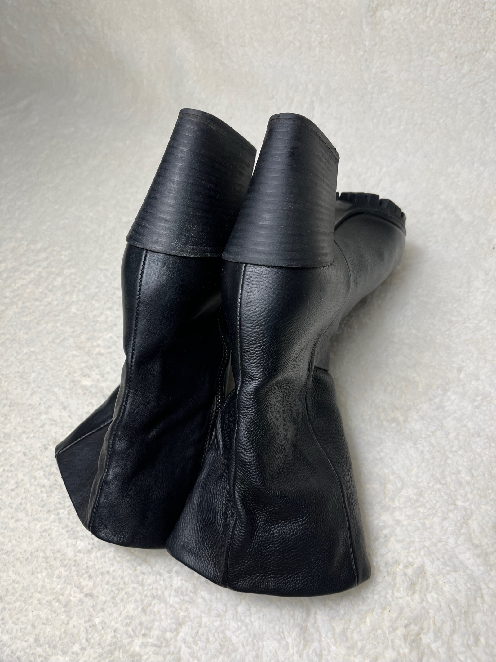 Vic Matie genuine Leather Mid-Calf biker boots Zip Block Heel size 37 image 10