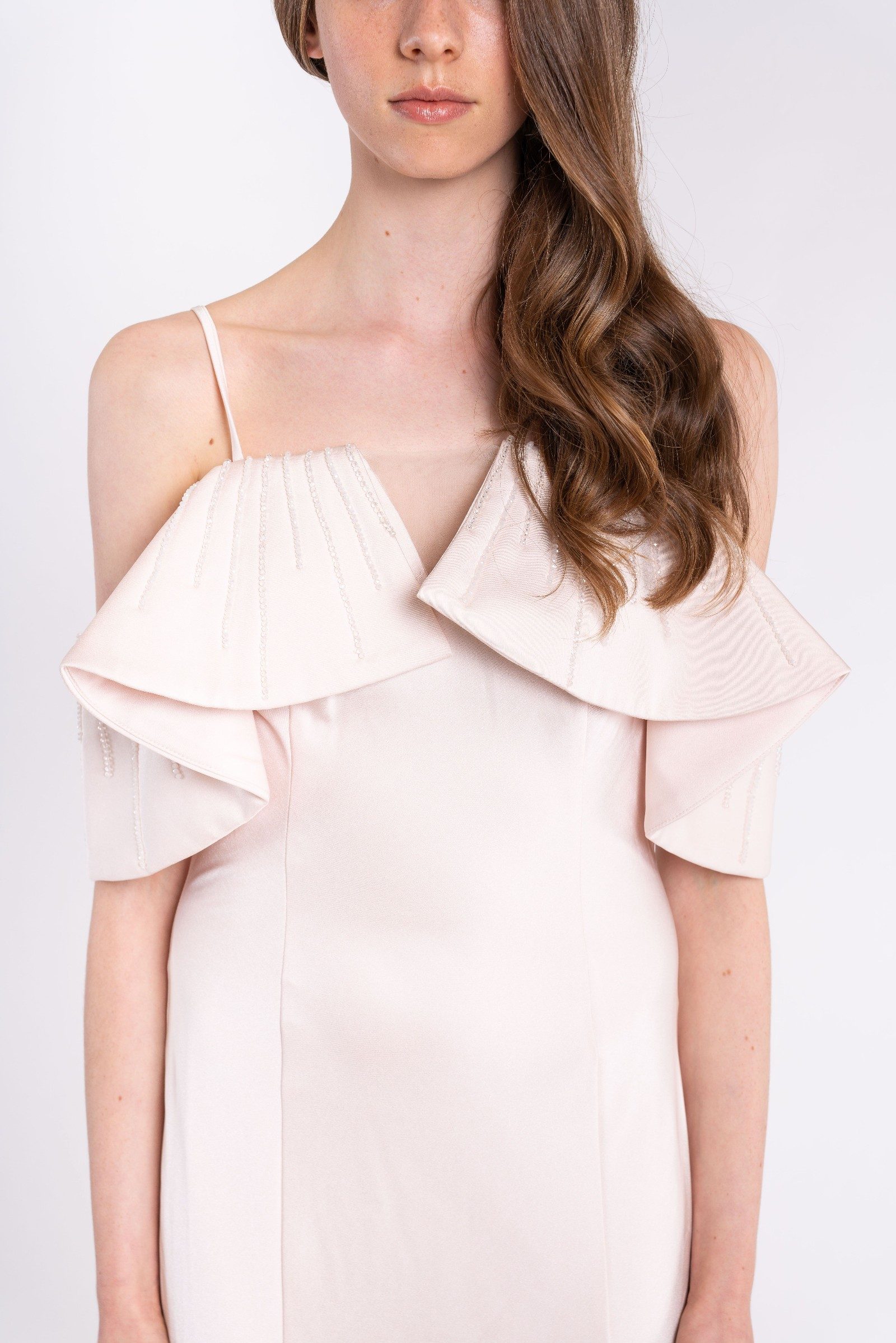Tania Olsen Women's Pale Pink Ruffle Sequin Evening Dress Size 8 image 2