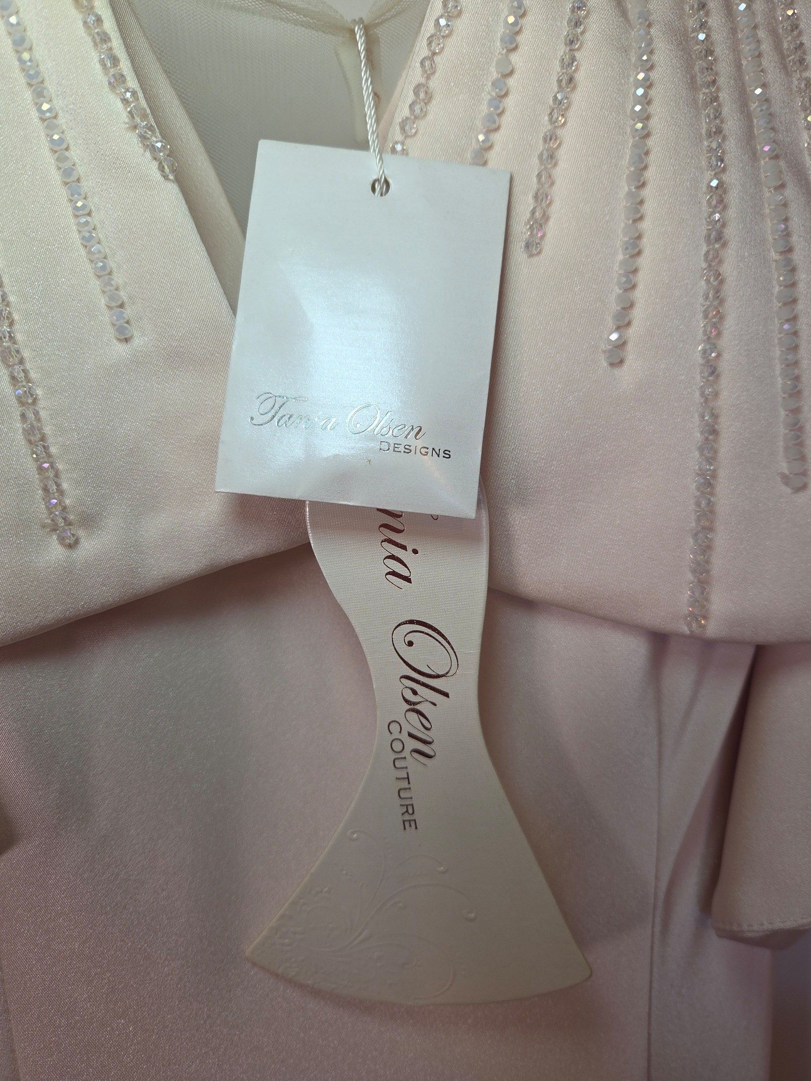 Tania Olsen Women's Pale Pink Ruffle Sequin Evening Dress Size 8 image 6