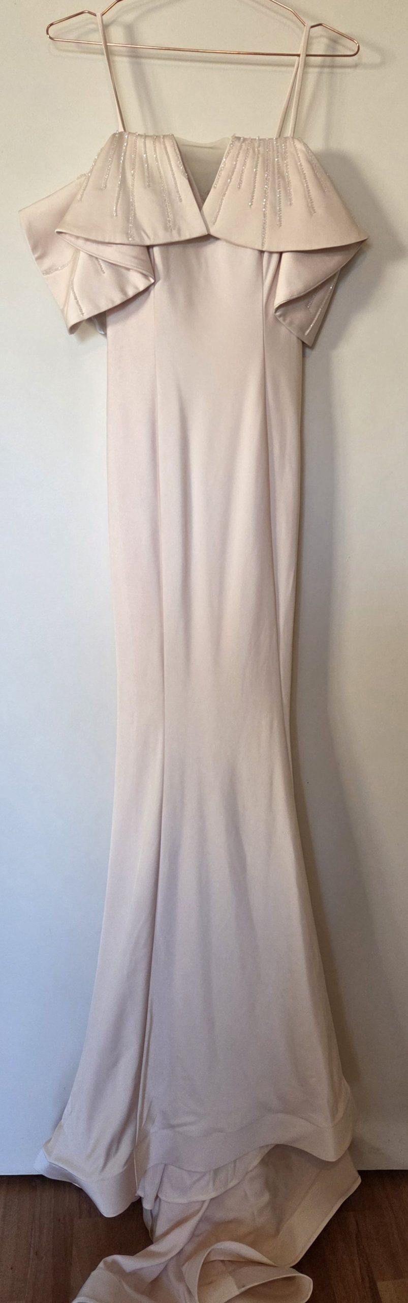 Tania Olsen Women's Pale Pink Ruffle Sequin Evening Dress Size 8 image 7
