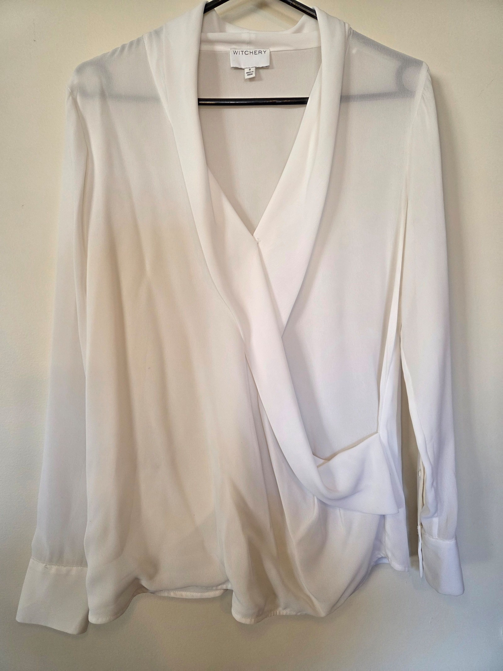 Witchery Women White Long Sleeve Blouse Size 8