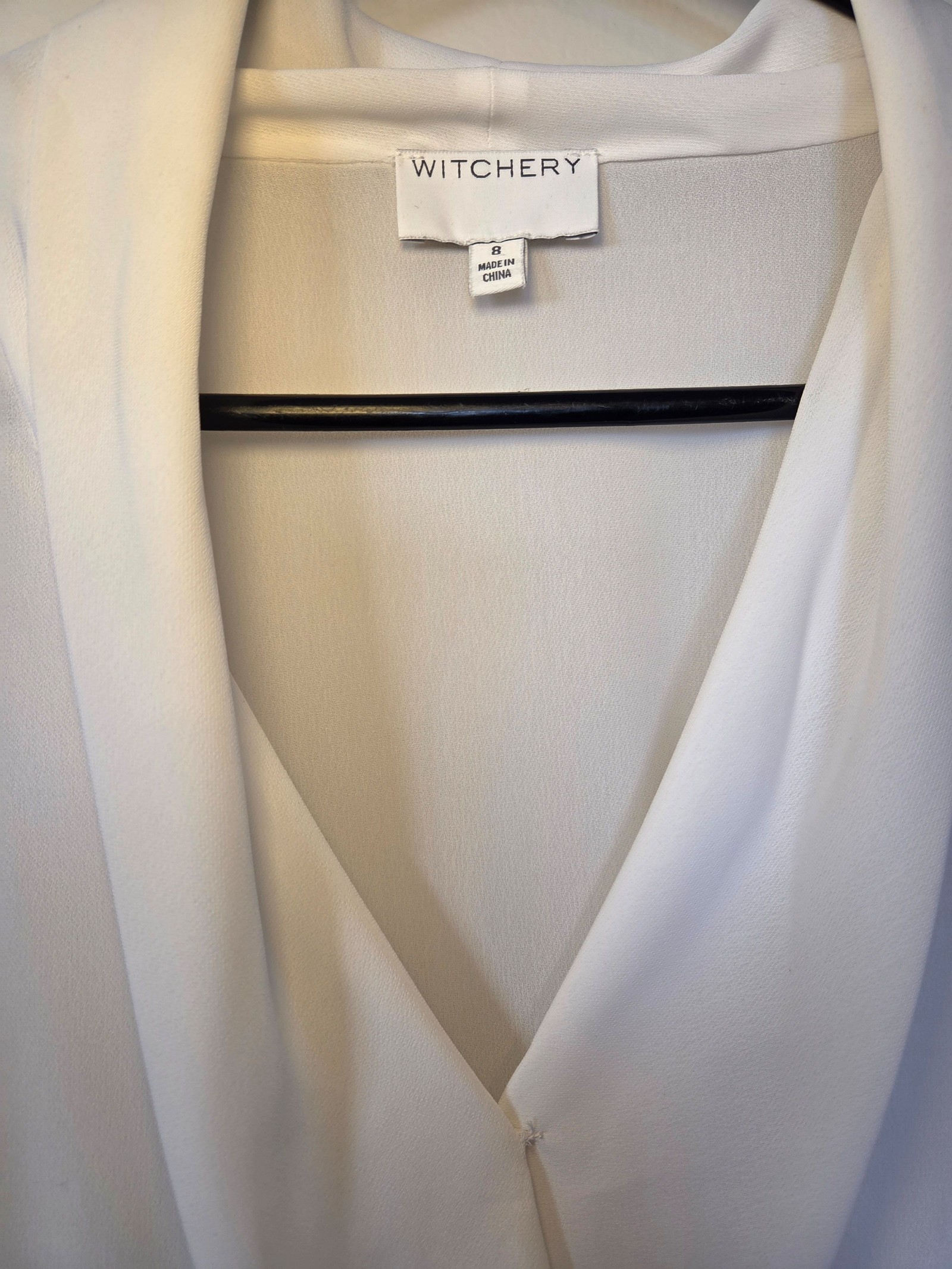 Witchery Women White Long Sleeve Blouse Size 8 image 2