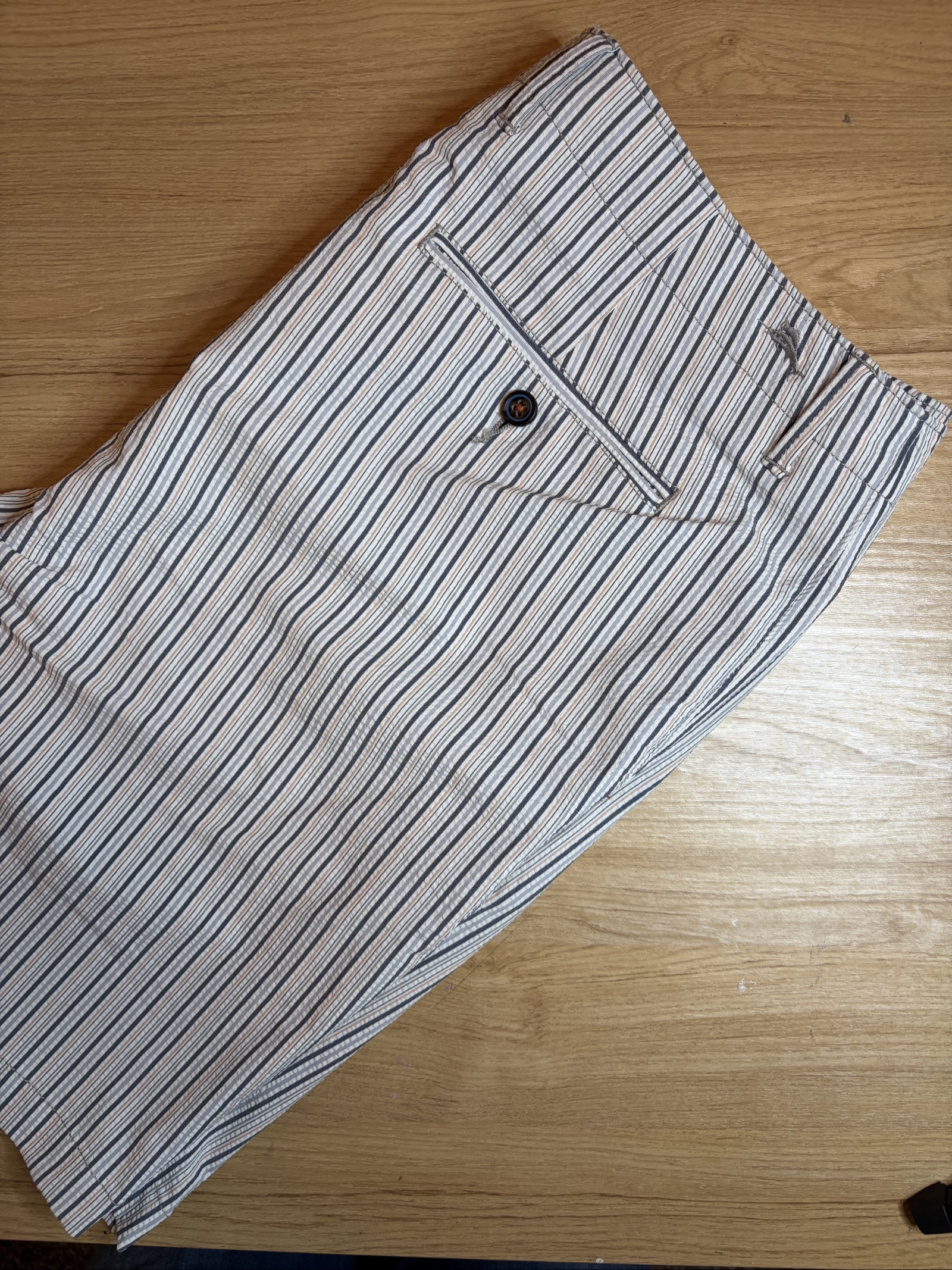 Tommy Bahama White & Blue Striped Shorts 36 Nylon Spandex