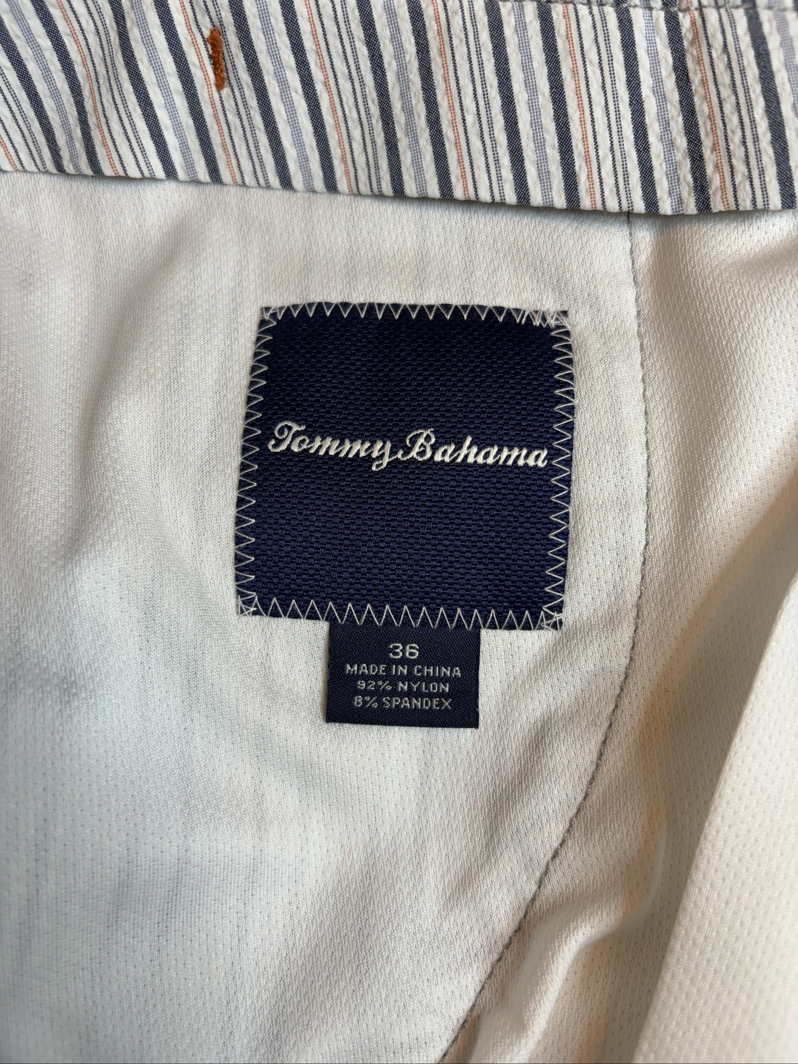 Tommy Bahama White & Blue Striped Shorts 36 Nylon Spandex image 2