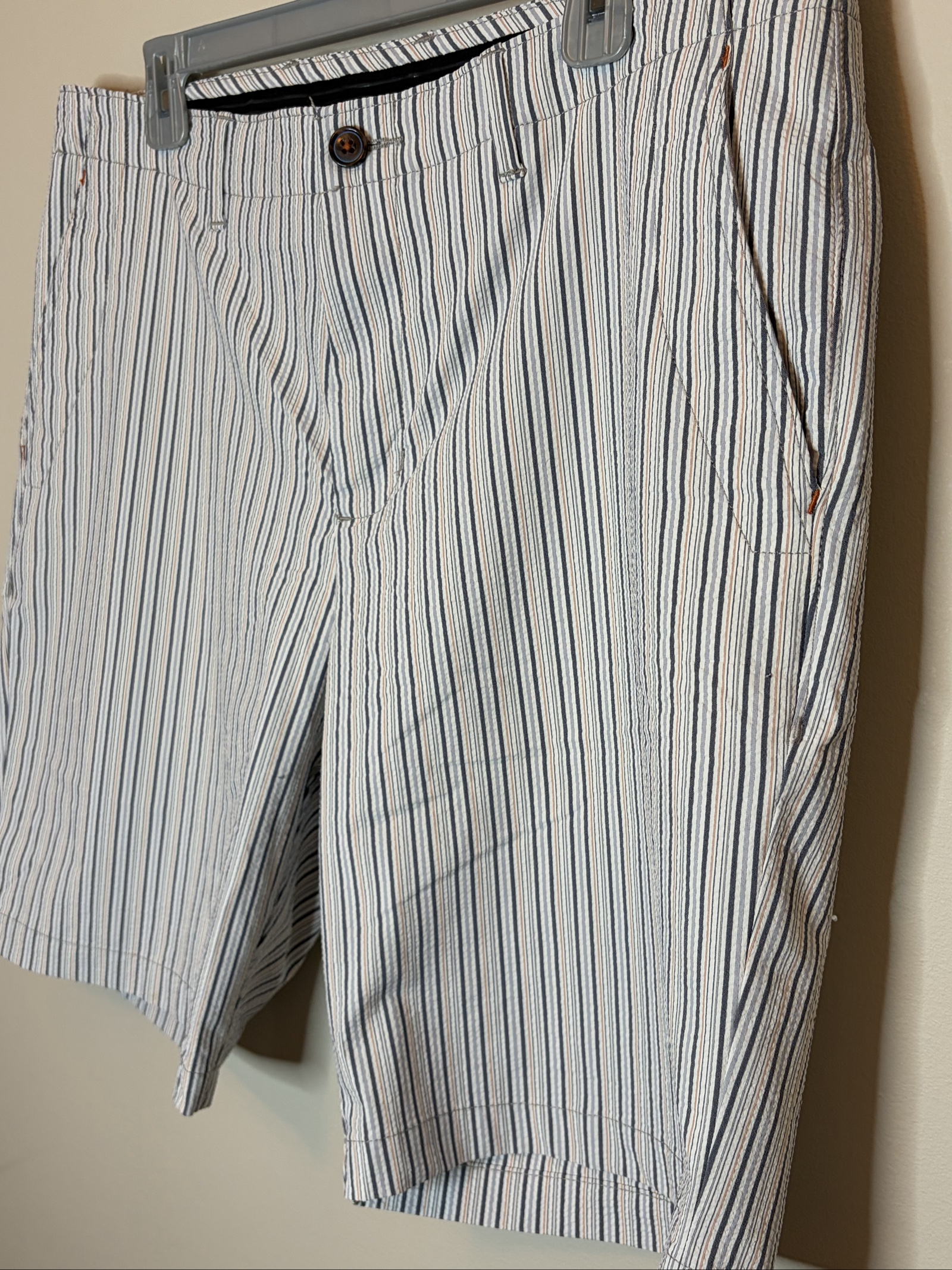 Tommy Bahama White & Blue Striped Shorts 36 Nylon Spandex image 4