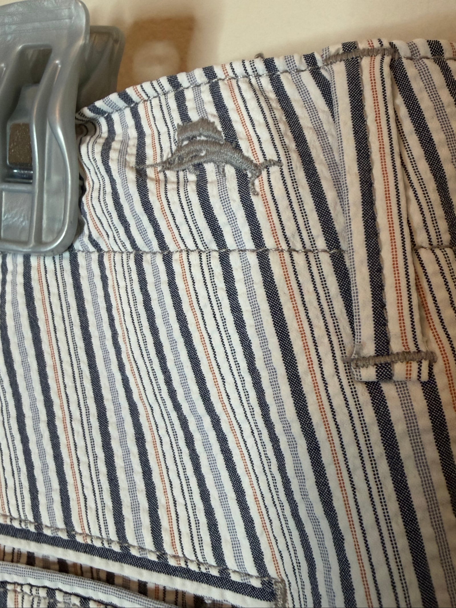 Tommy Bahama Men's Blue & White Striped Shorts 36 Nylon Spandex