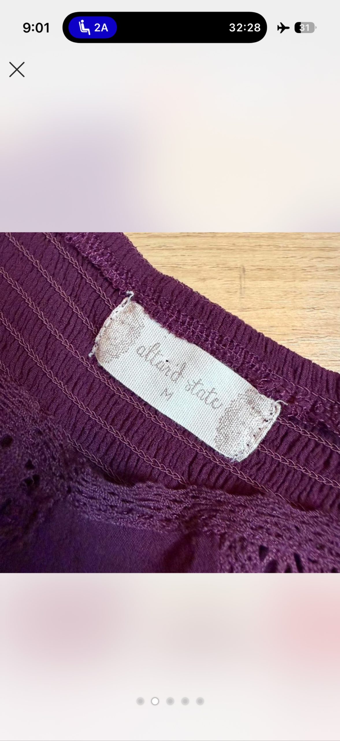 Athrwd State Women's Purple Crochet Trim Peasant Blouse Medium image 2