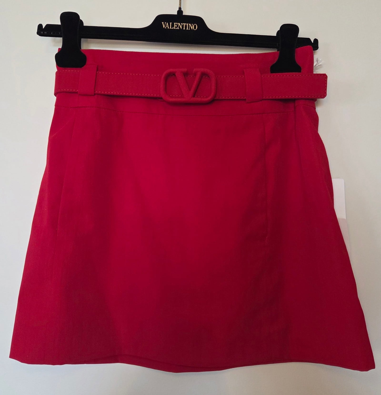 Valentino Women Red Belted Mini Skirt Size 40 Made in Italy