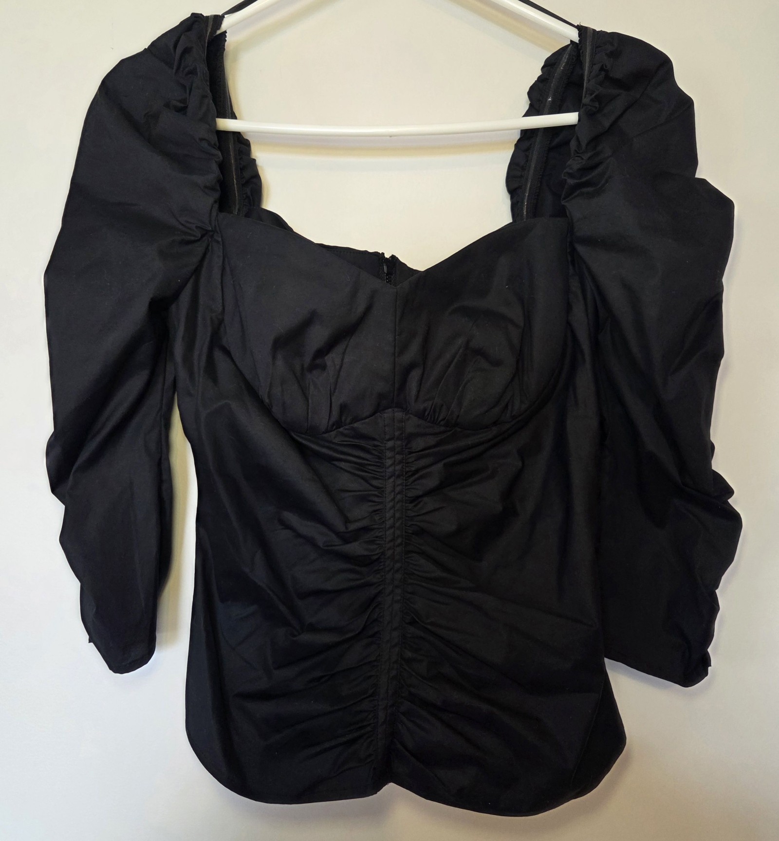 Witchery Women's Black Ruched Detailed Blouse Size 8 - NWT