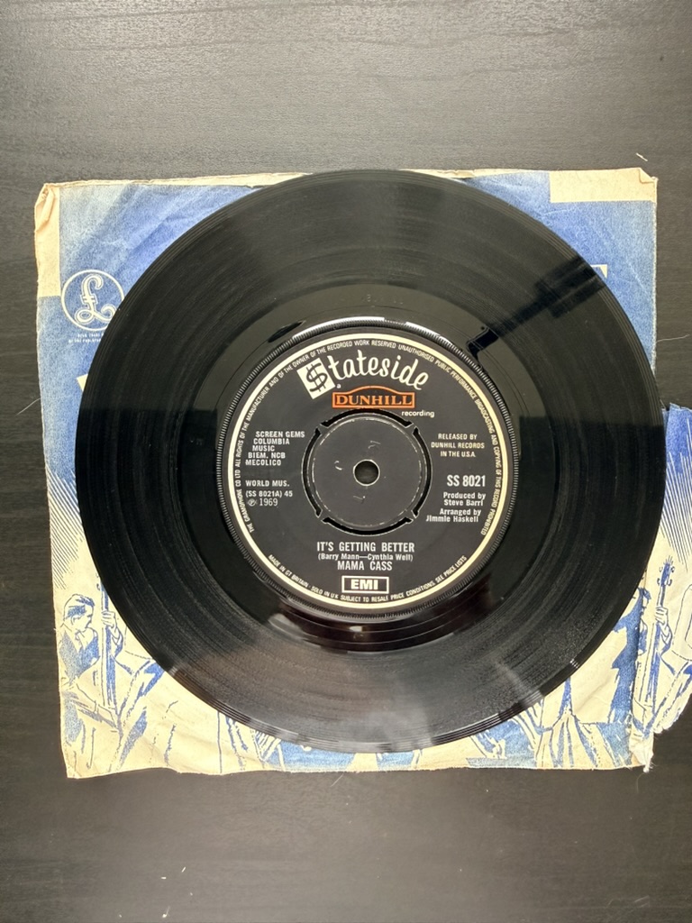 Mama Cass Vinyl 7" Single It's Getting Better / Who's to Blame 1969