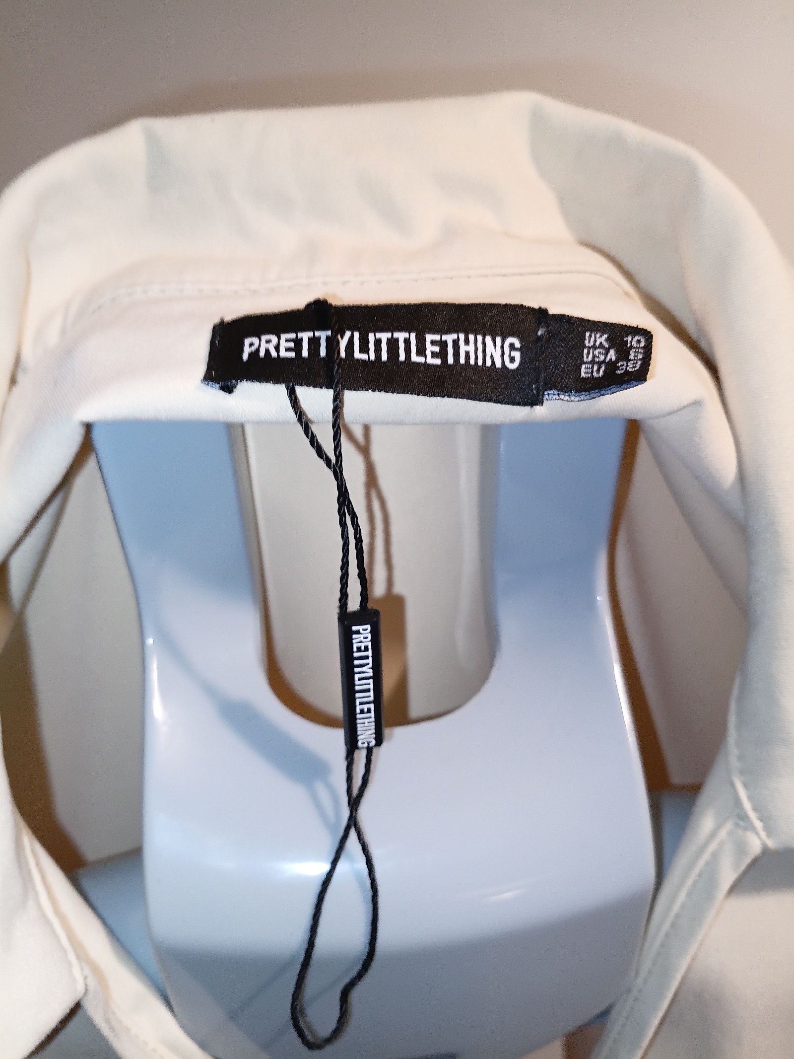 PrettyLittleThing Cream Collar Open Front Shirt Dress UK 10 image 2