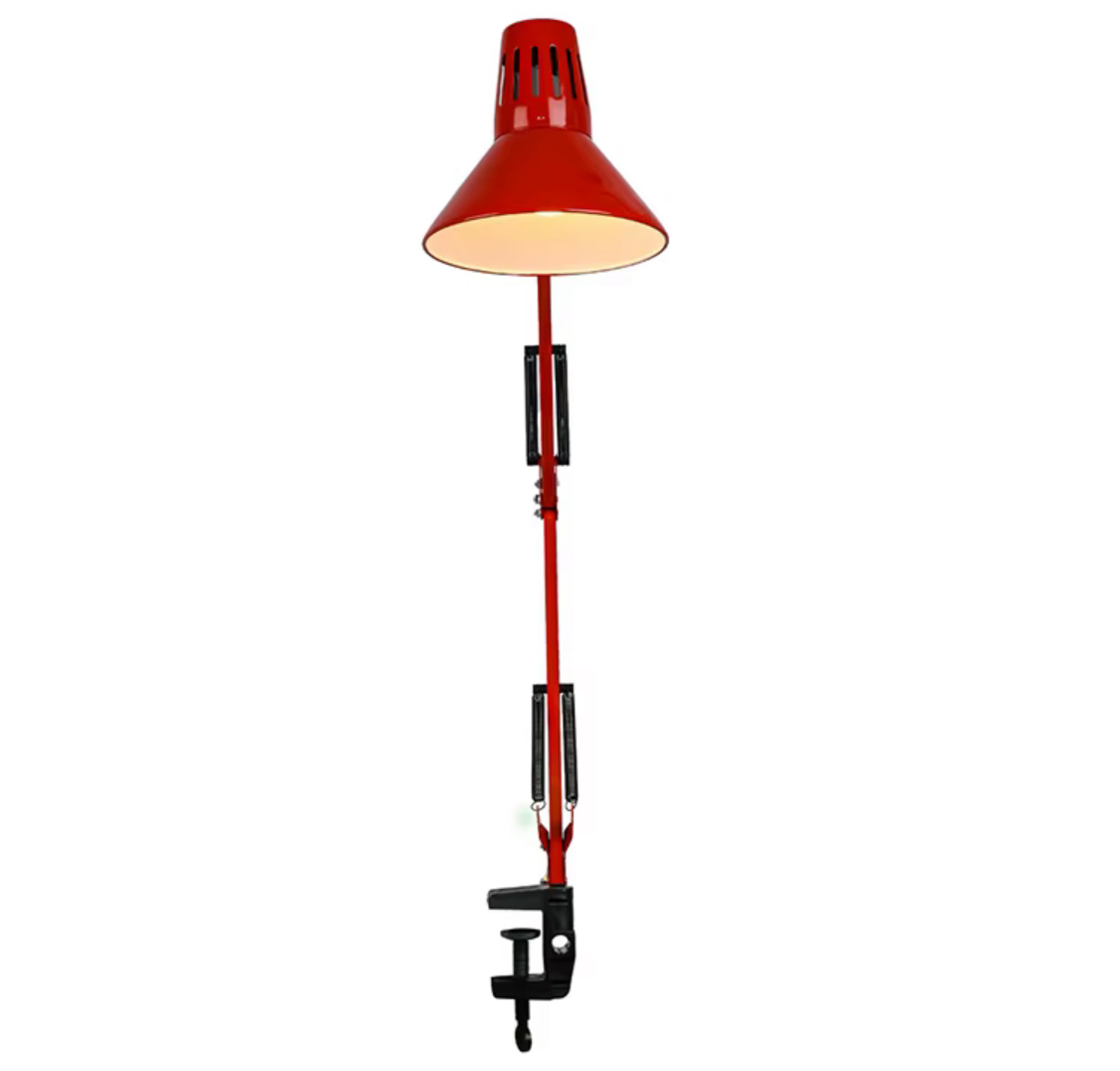 Lampe de bureau articulée rouge avec pince - métal - style architecte image 2