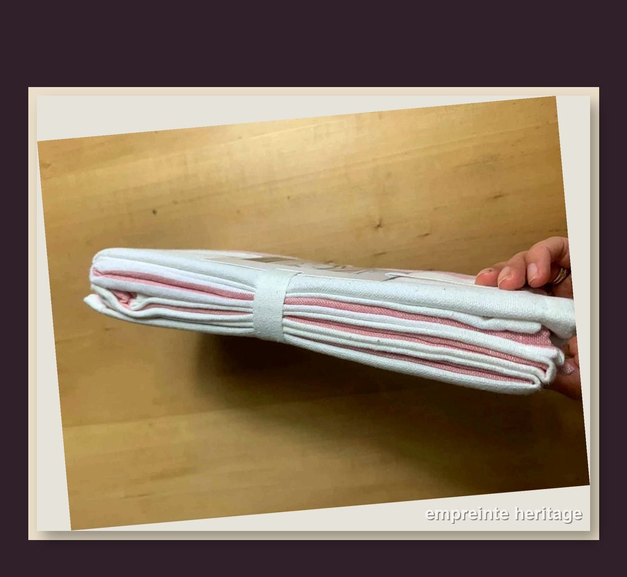 Tradition des Vosges Serviettes de Table Blanc & Rose 47x47cm Lot de 4 image 4