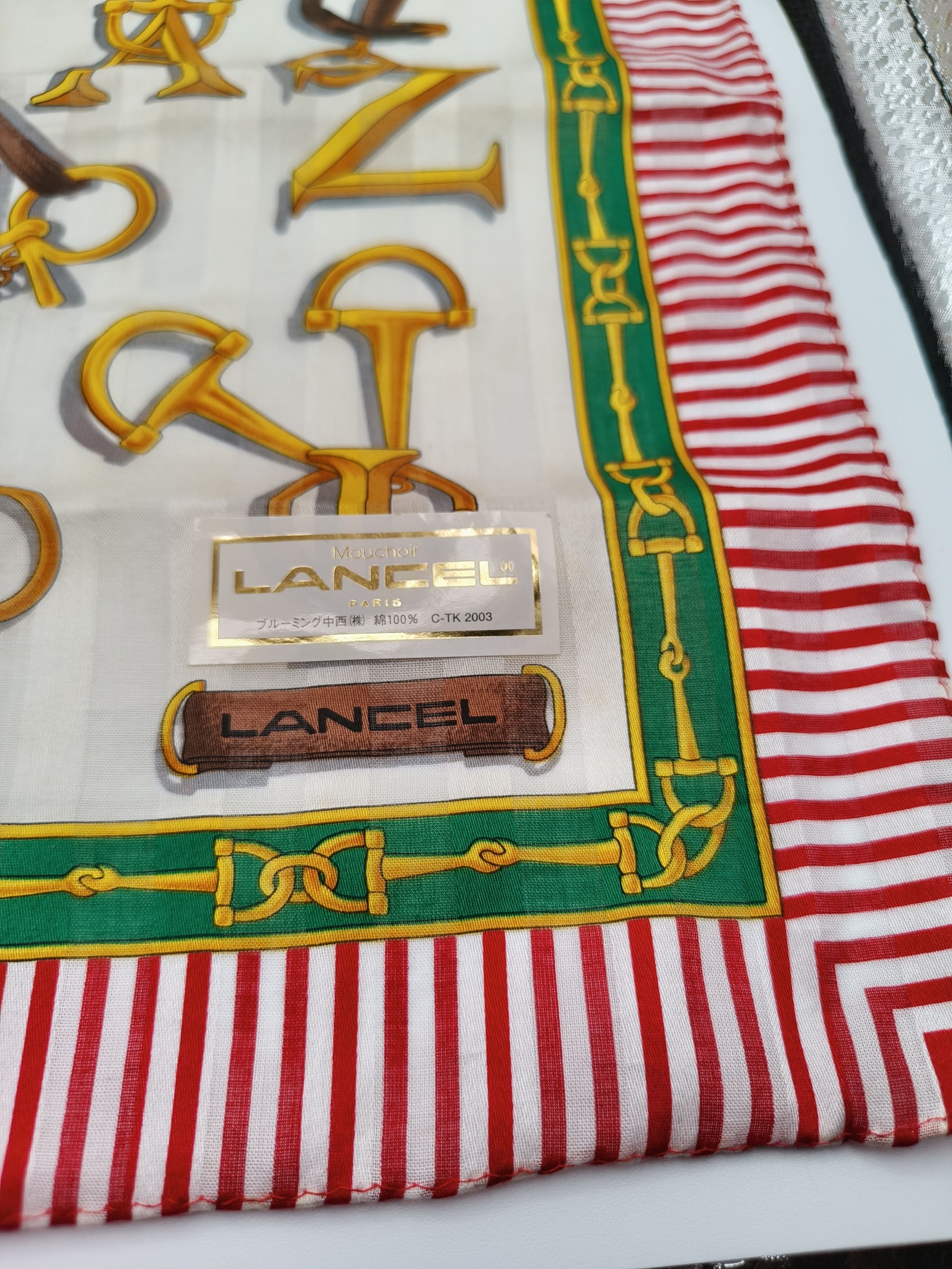 Lancel Women Multi-Colour Printed Silk Scarf Large Vintage image 2