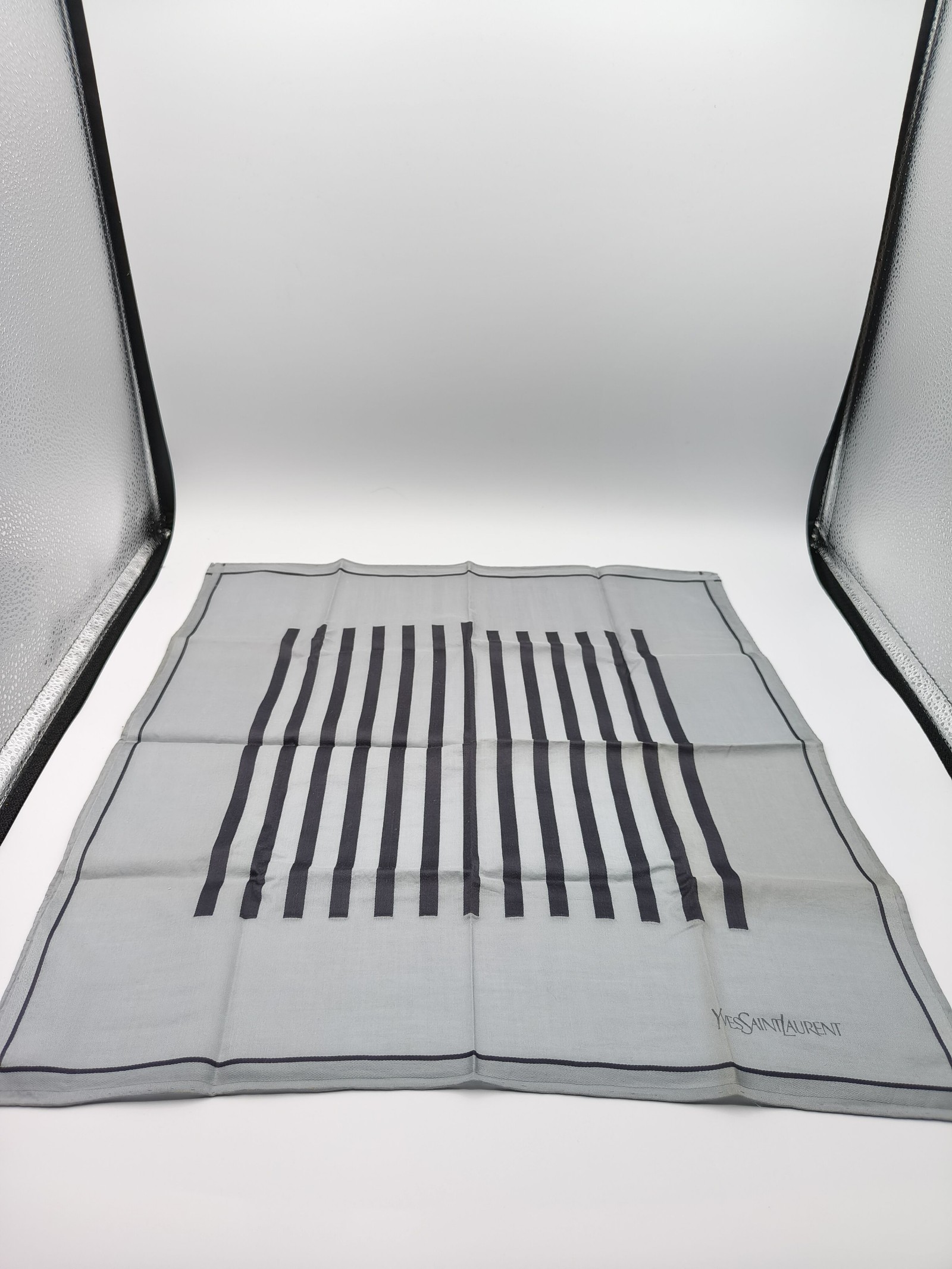 Yves Saint Laurent Women's Grey & Black Striped Handkerchief image 2