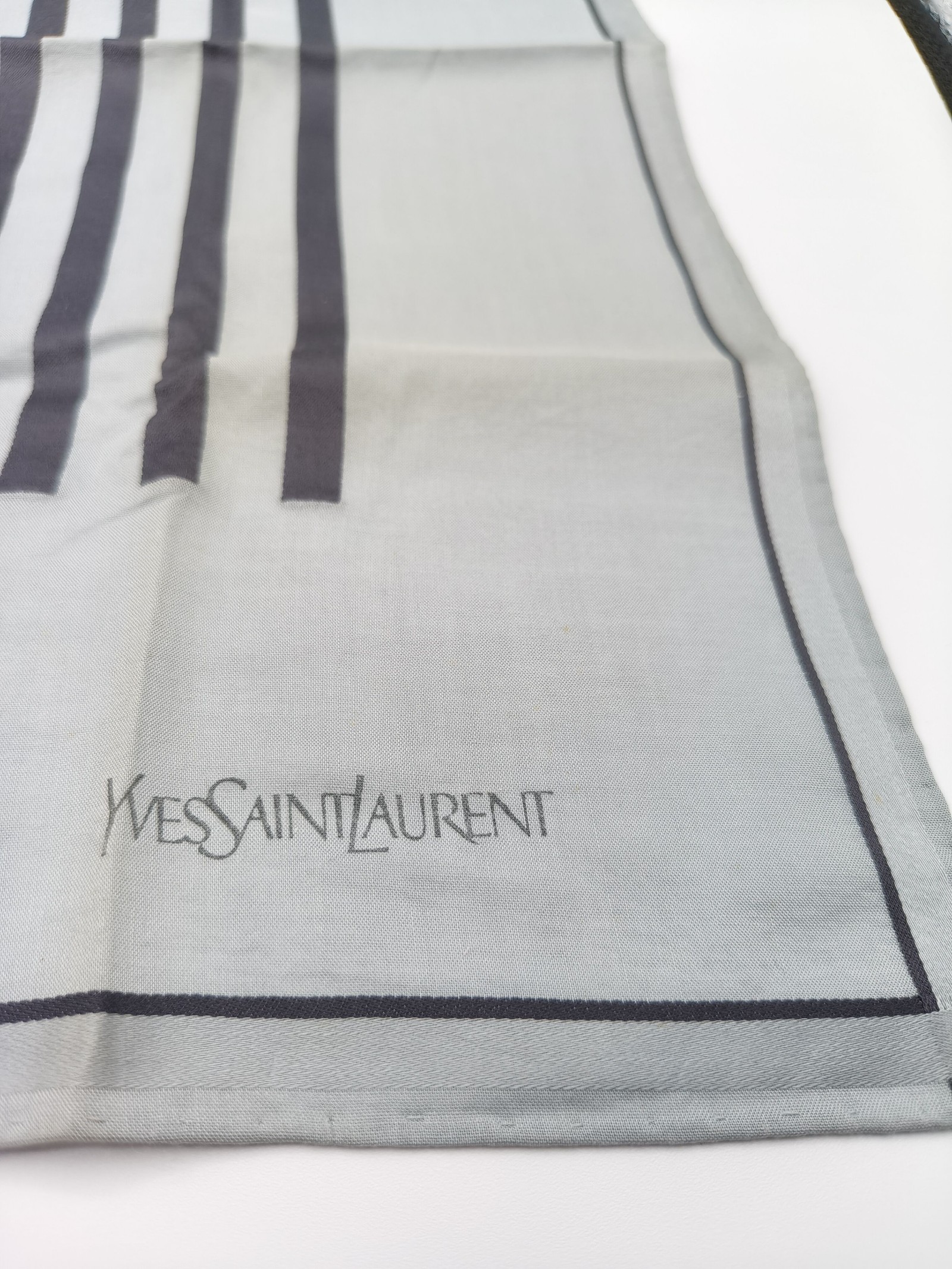 Yves Saint Laurent Women's Grey & Black Striped Handkerchief image 3