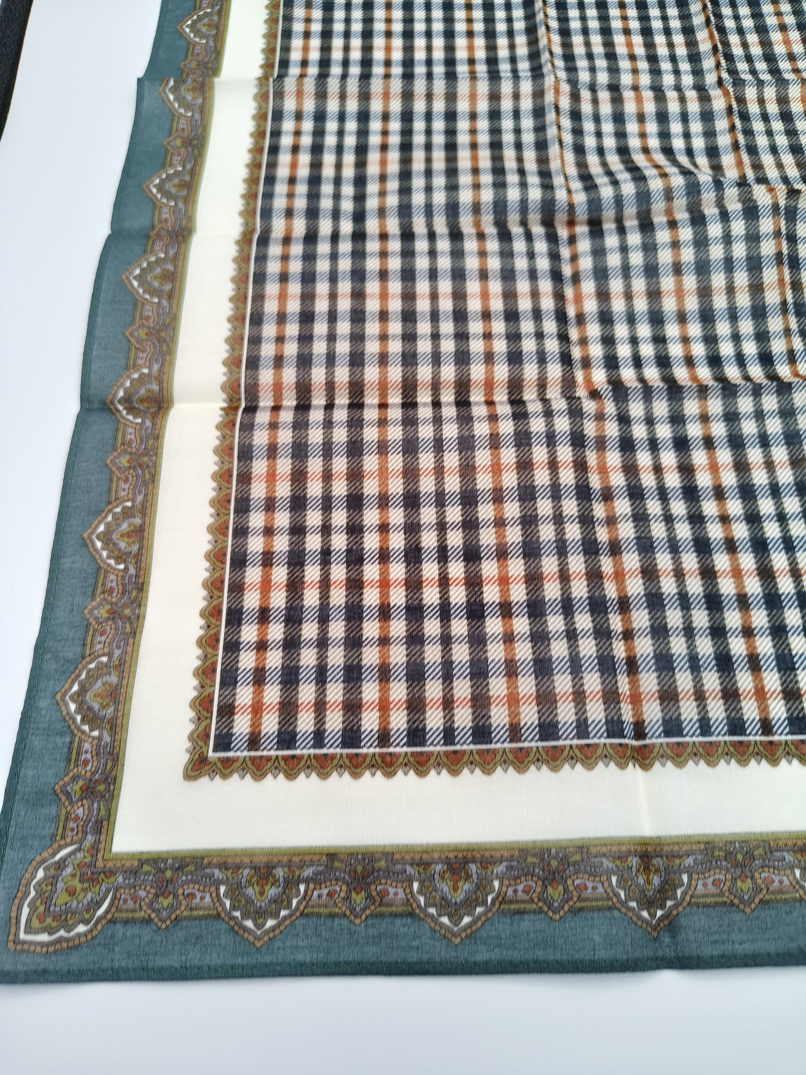 DAKS Brown Checked Cotton Handkerchief One Size 40cm image 4