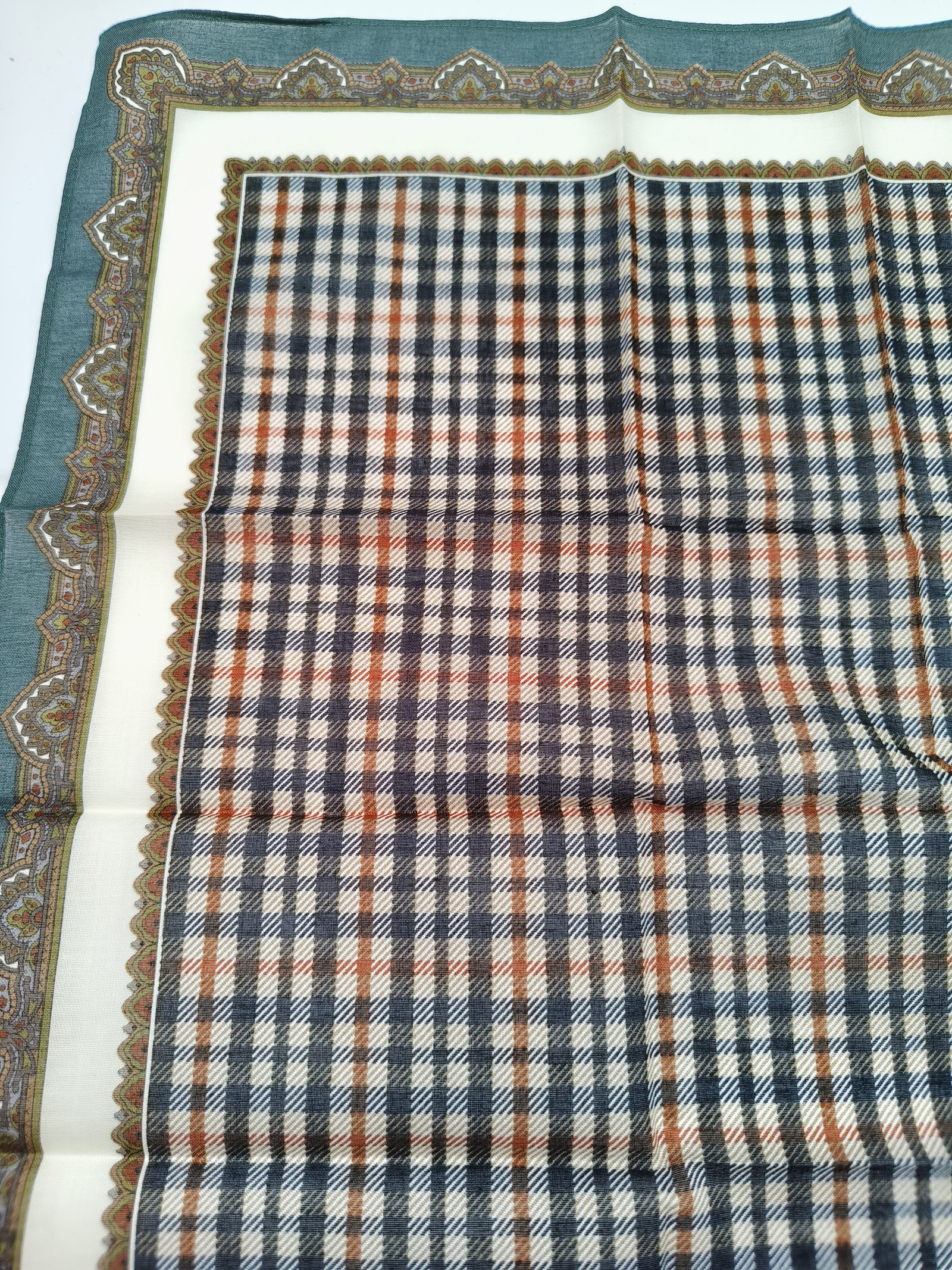 DAKS Brown Checked Cotton Handkerchief One Size 40cm image 5