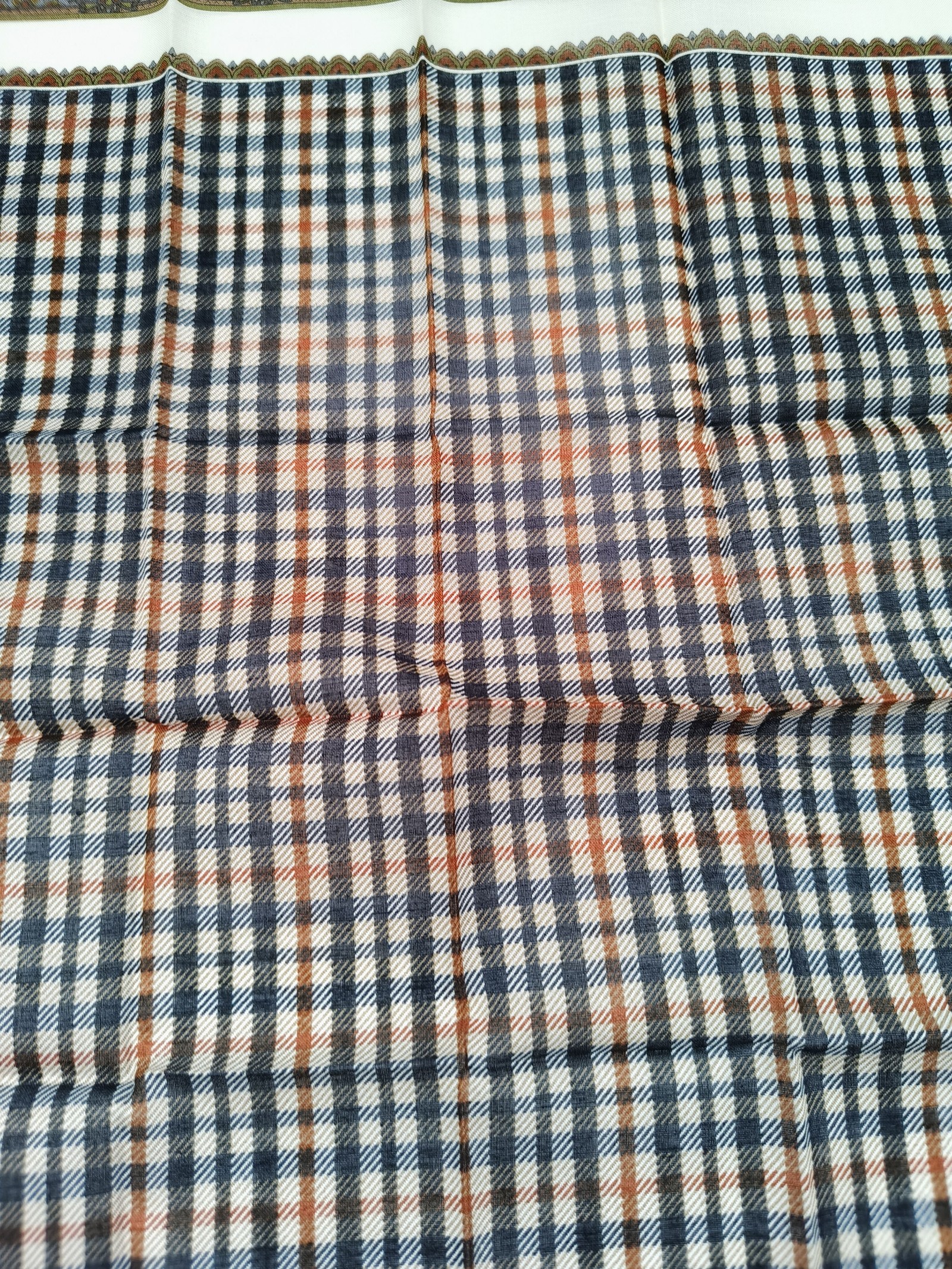 DAKS Brown Checked Cotton Handkerchief One Size 40cm image 6