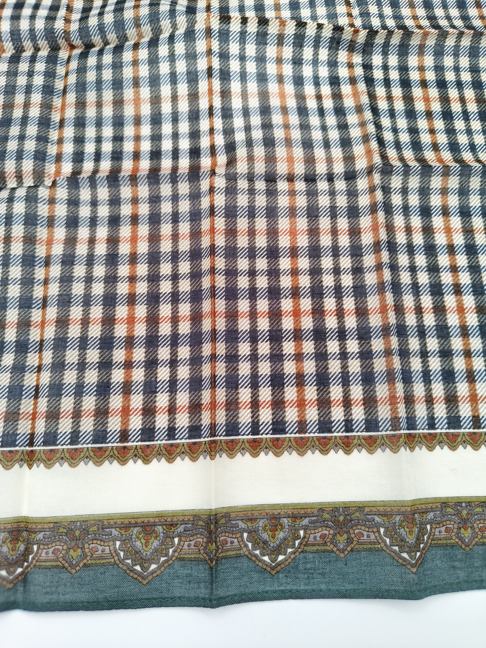 DAKS Brown Checked Cotton Handkerchief One Size 40cm image 7