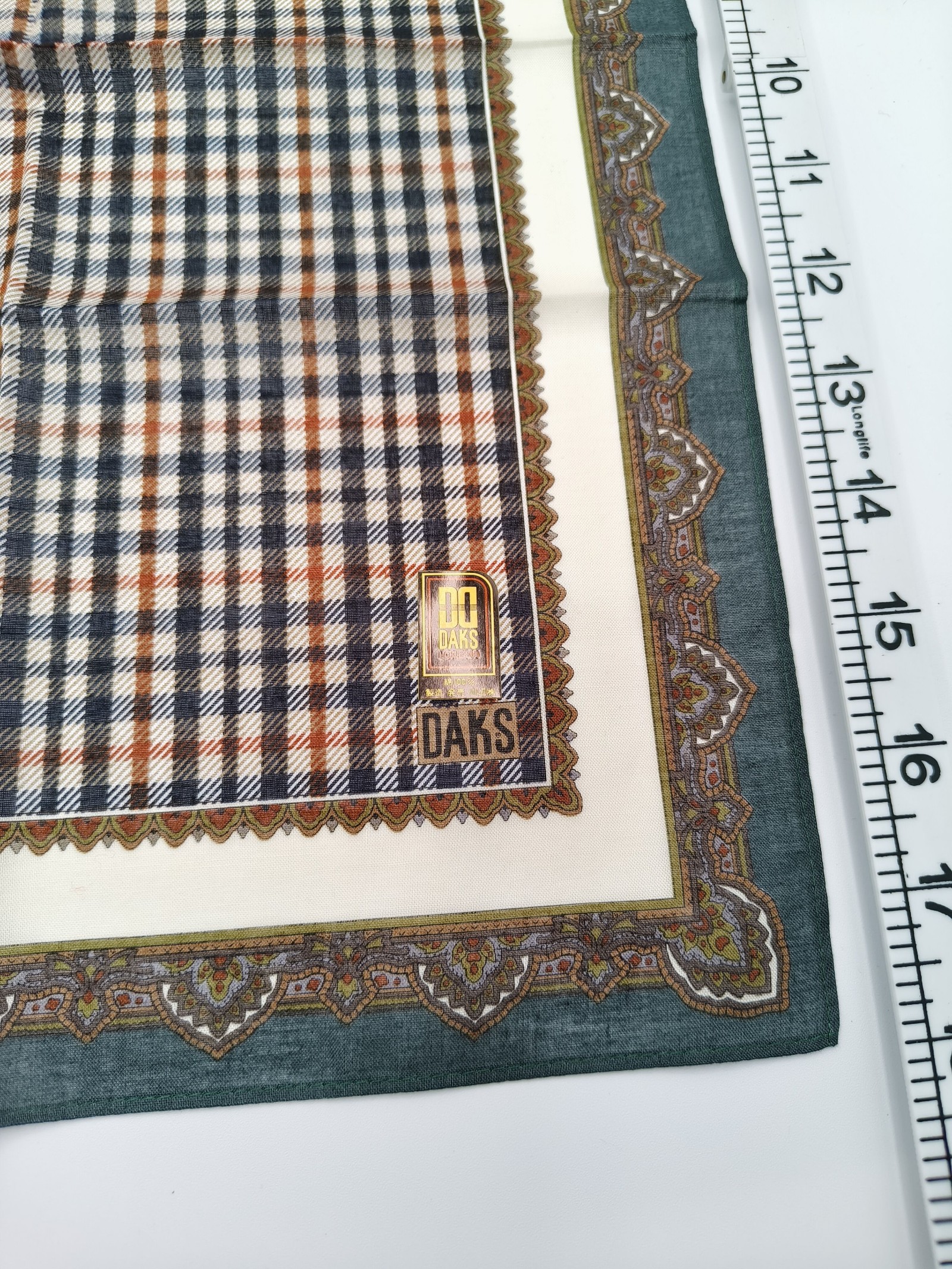 DAKS Brown Checked Cotton Handkerchief One Size 40cm image 9