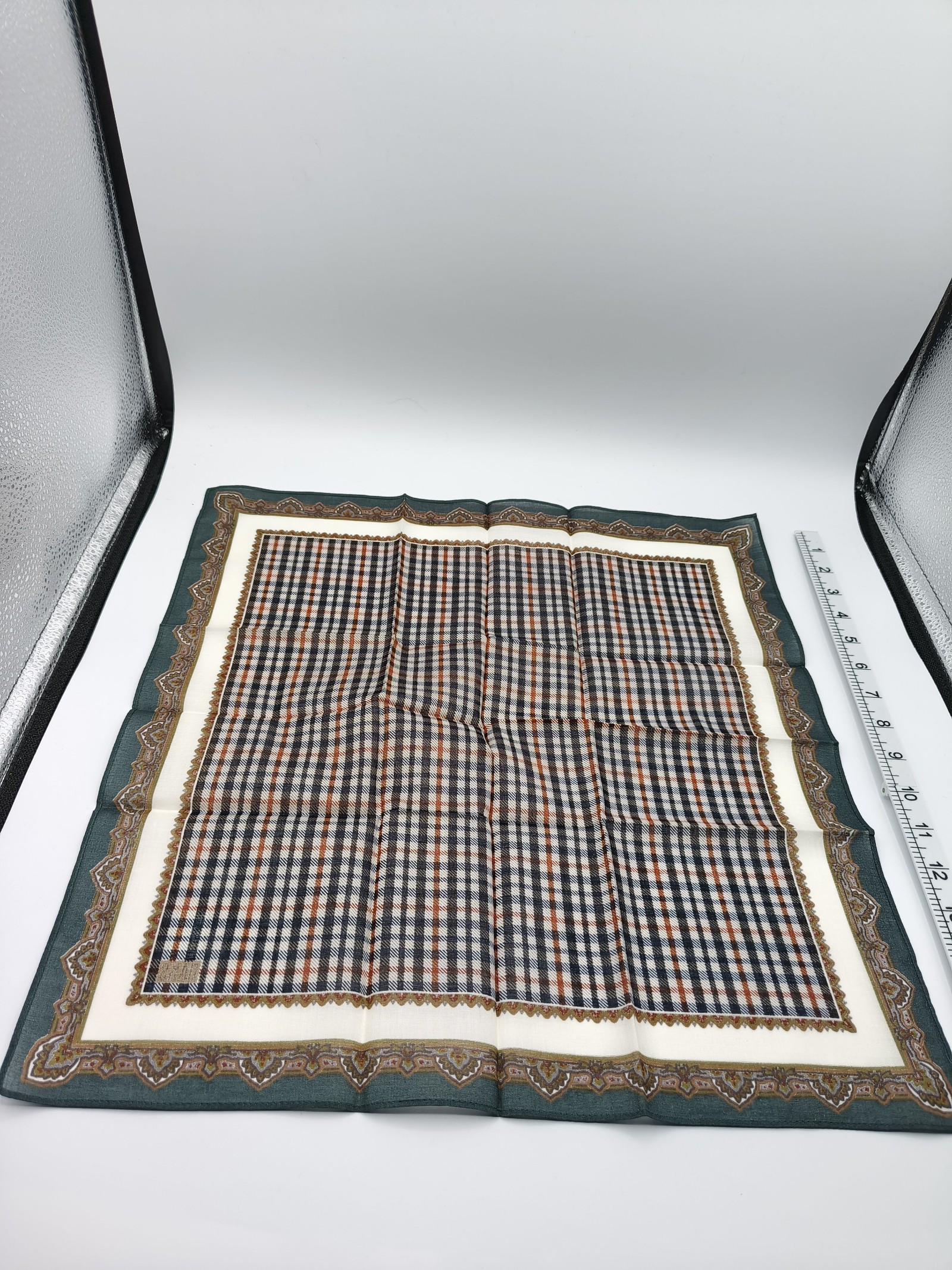 DAKS Brown Checked Cotton Handkerchief One Size 40cm image 10