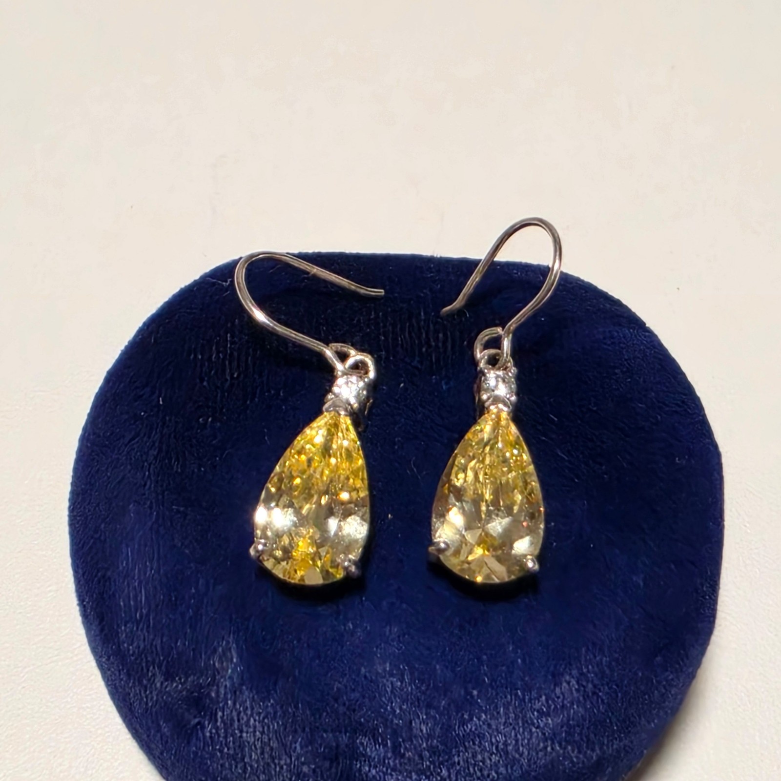 925 Yellow Crystal Drop Earrings Silver Hook.b5 image 2