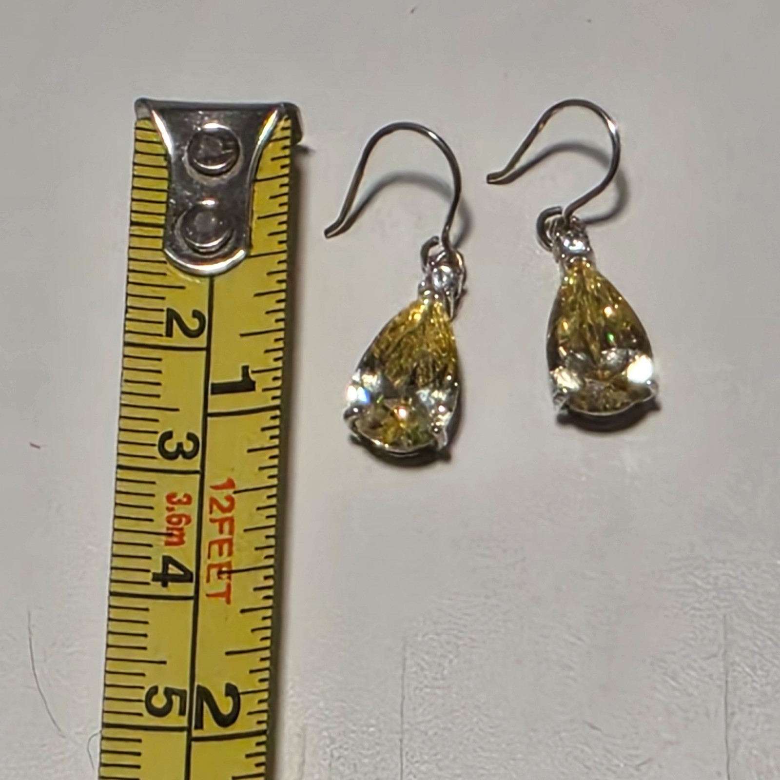925 Yellow Crystal Drop Earrings Silver Hook.b5 image 4