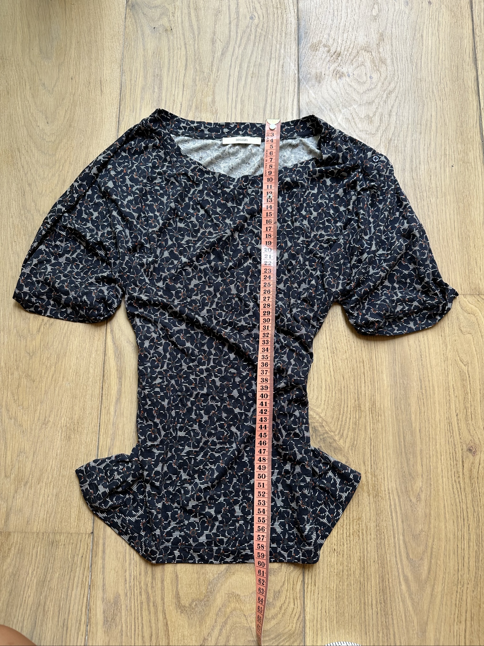 Sessun Women's Black Multi Floral Print Short Sleeve Top Medium image 4