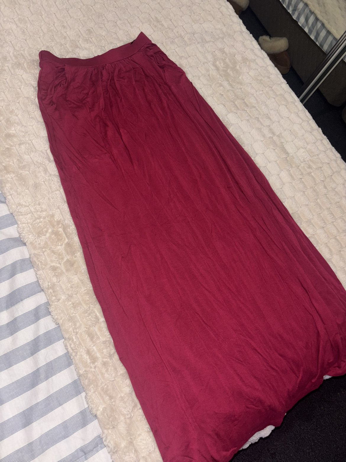 Mahogany Women's Maxi Skirt Small Gathered Waist Made in USA