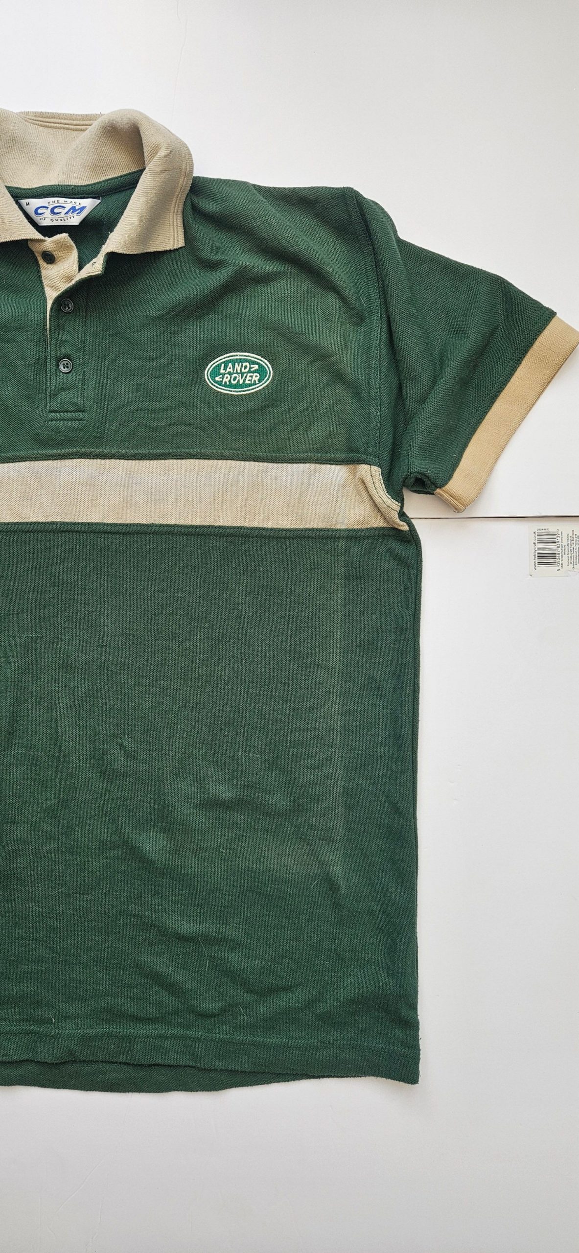 CCM Men's Green & Beige Land Rover Polo Shirt Medium image 2