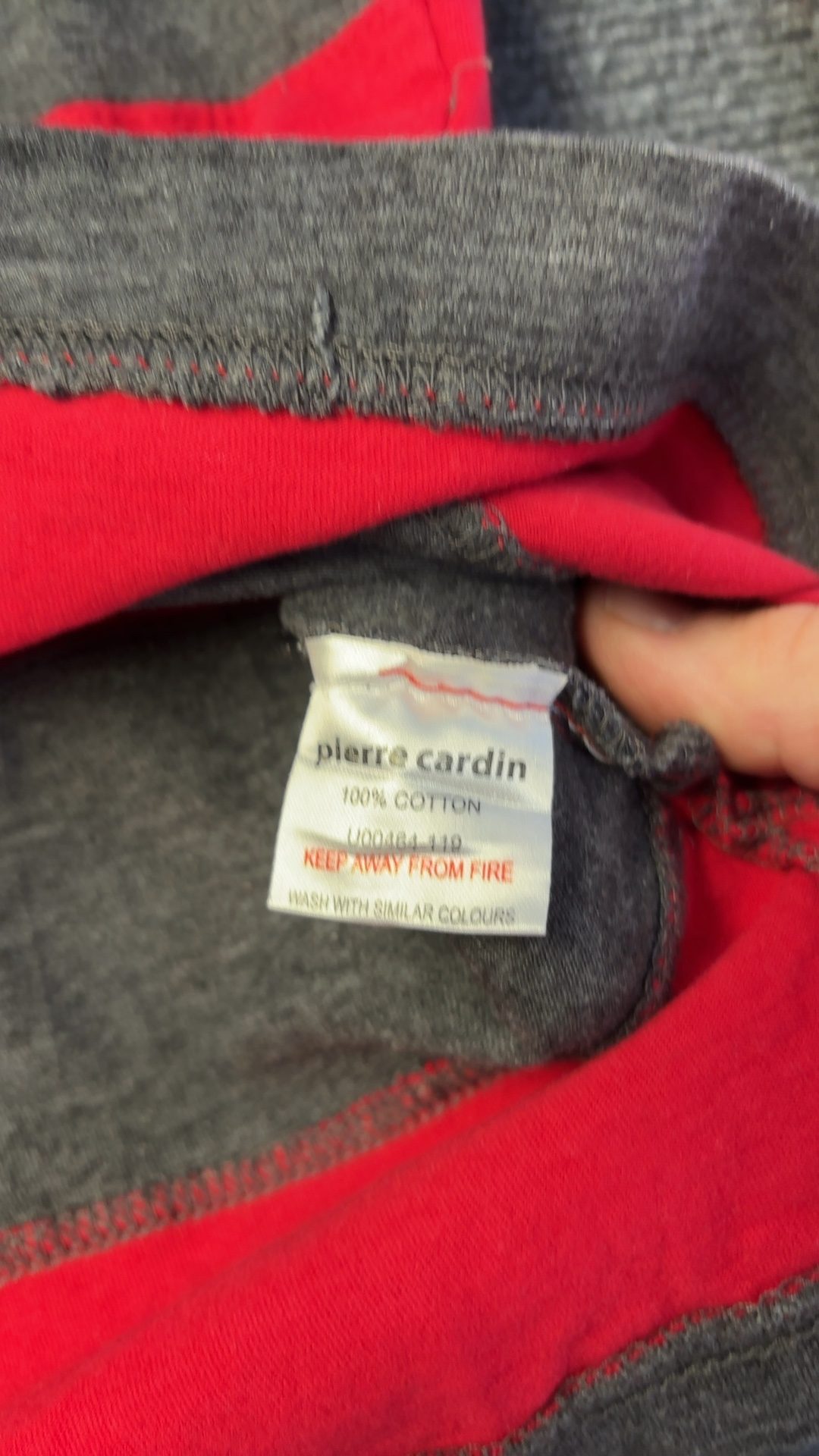 Pierre Cardin Men's Red & Grey Striped Cotton Rugby Shirt Small good condition image 7
