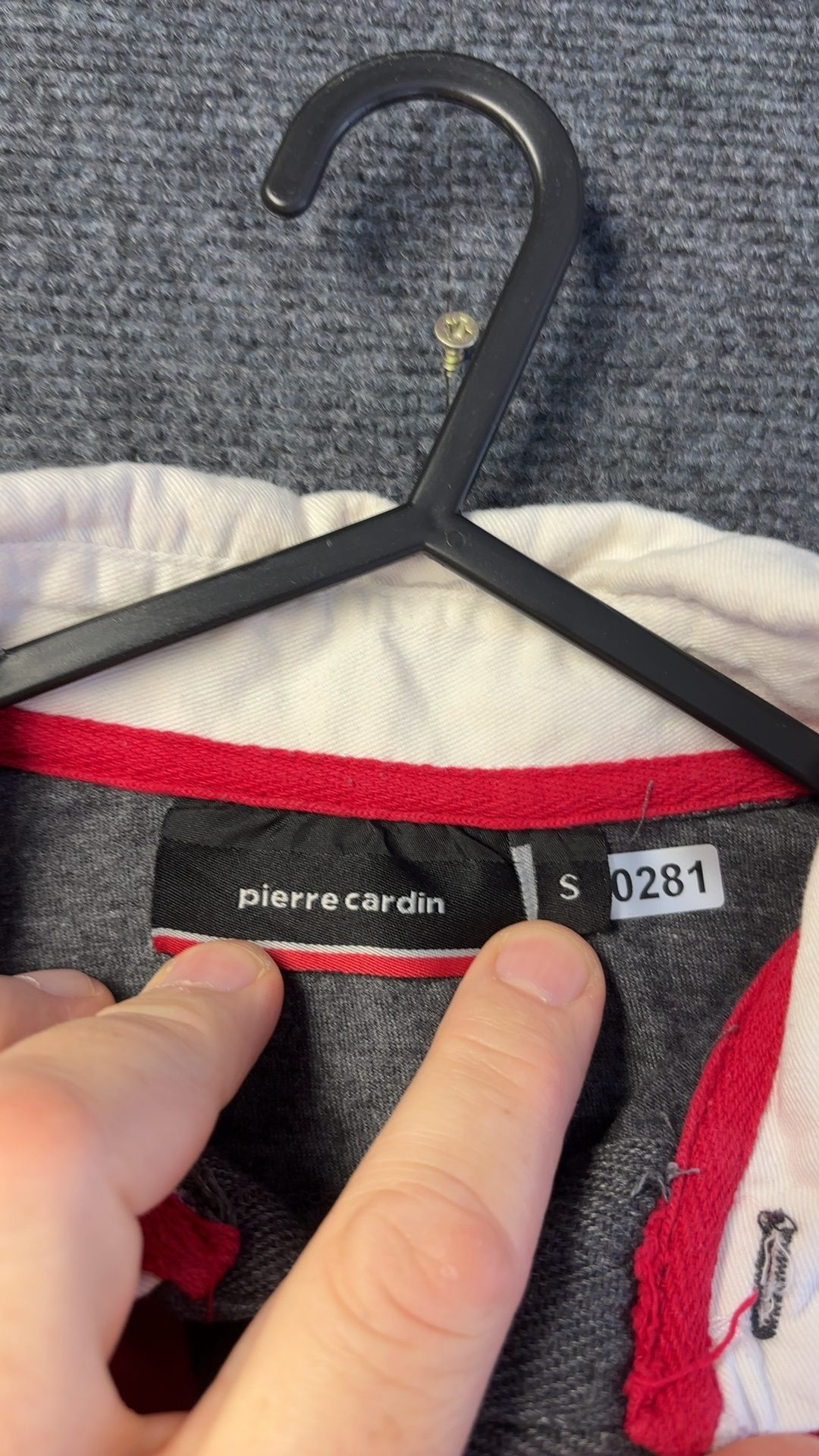 Pierre Cardin Men's Red & Grey Striped Cotton Rugby Shirt Small good condition image 4