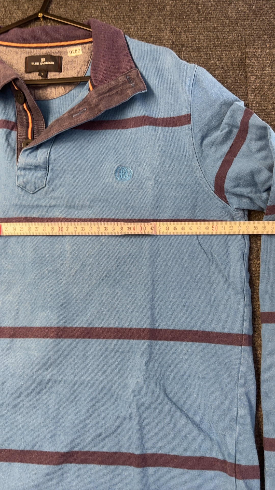 M&S Blue Harbour Blue & Brown Striped Cotton Polo Shirt Medium good condition image 7