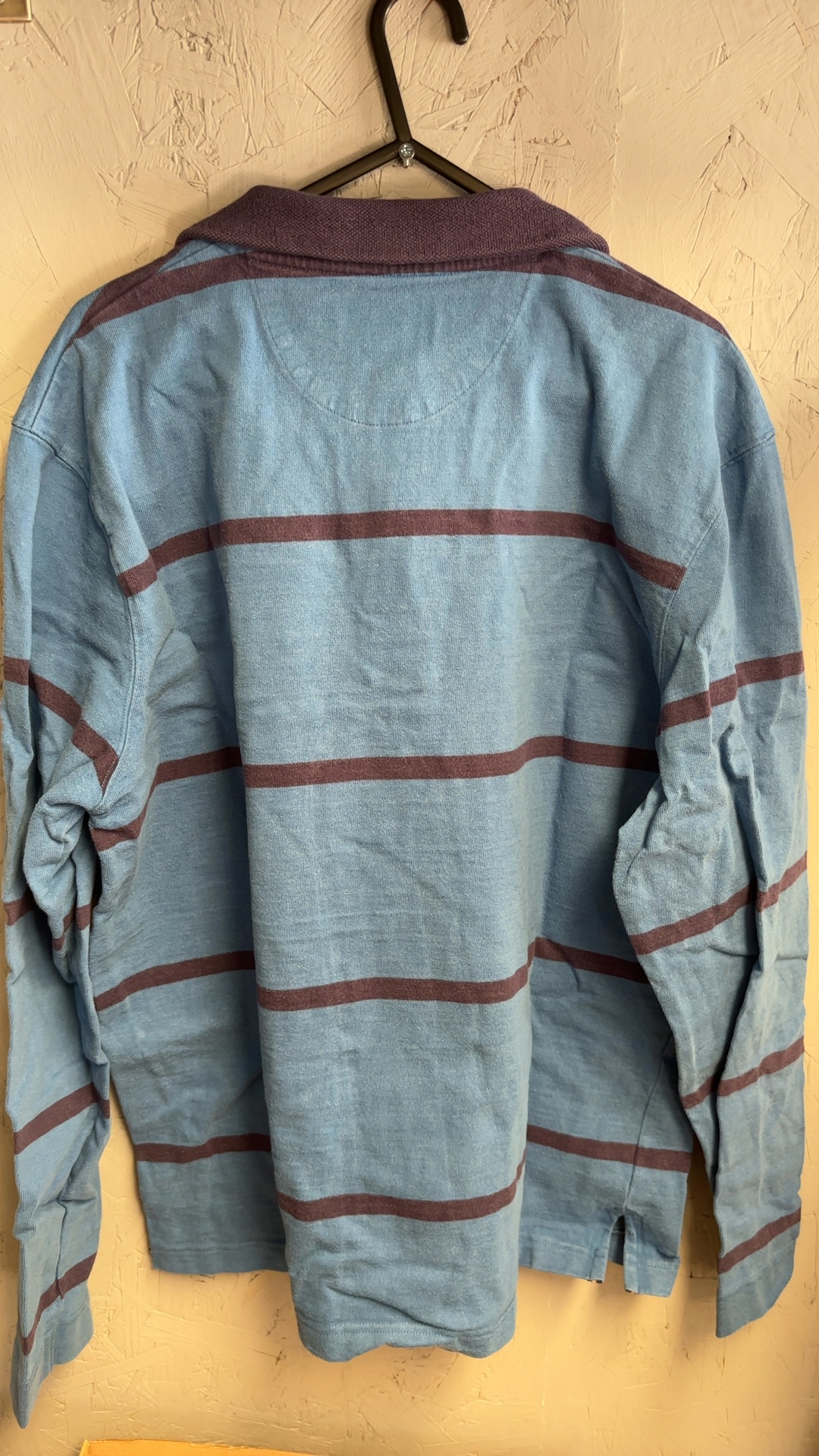 M&S Blue Harbour Blue & Brown Striped Cotton Polo Shirt Medium good condition image 6