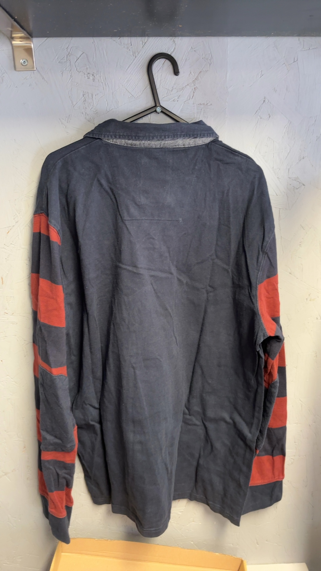 Boston Crew Navy & Red Rugby Polo Shirt Large Cotton good condition image 3