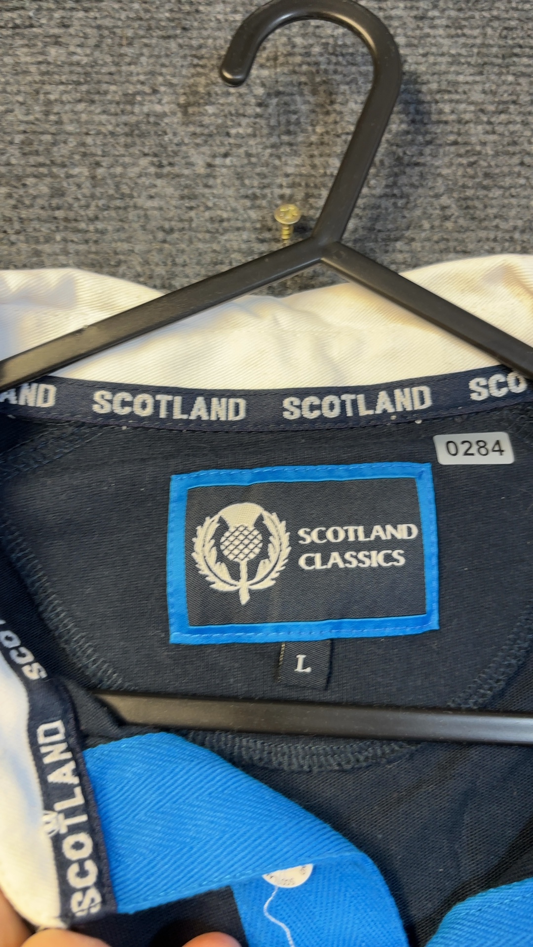Scotland Classics Navy & White Cotton Rugby Polo Shirt Large good condition image 6