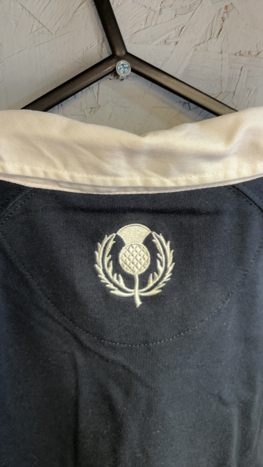 Scotland Classics Navy & White Cotton Rugby Polo Shirt Large good condition image 10
