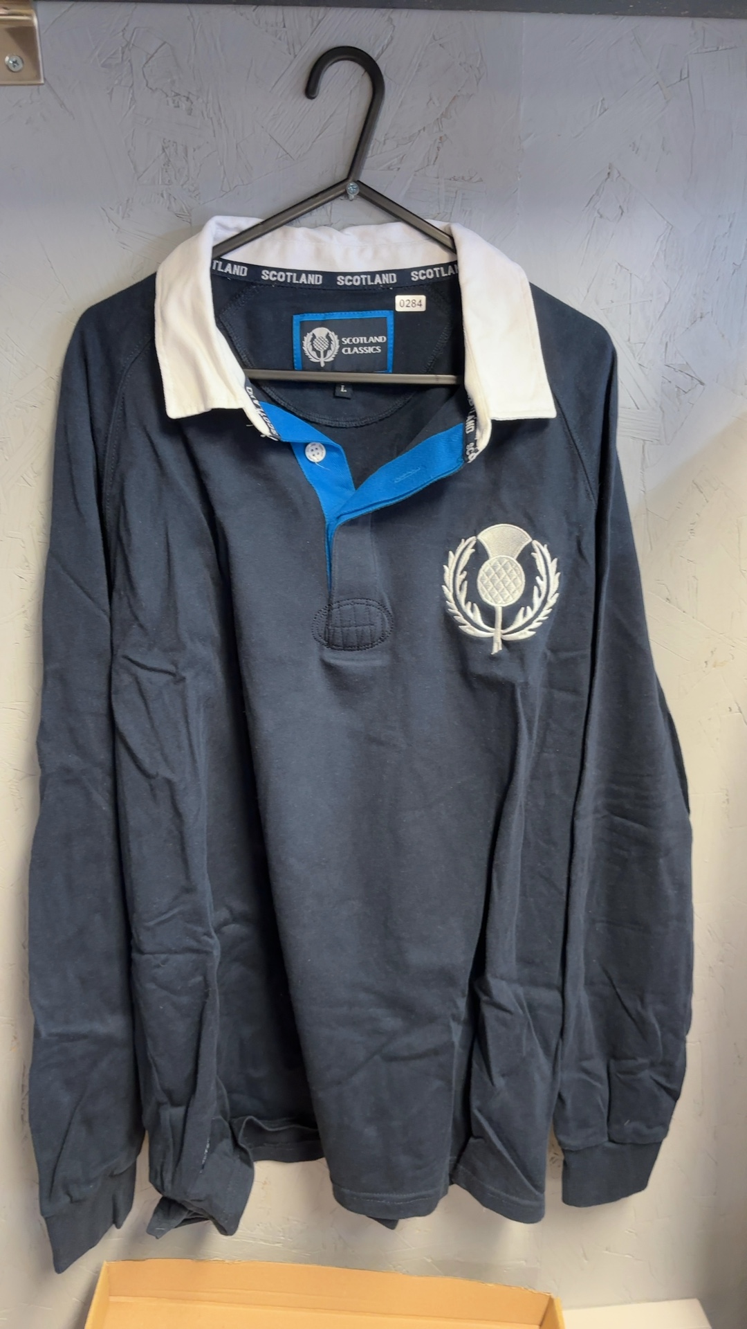 Scotland Classics Navy & White Cotton Rugby Polo Shirt Large good condition