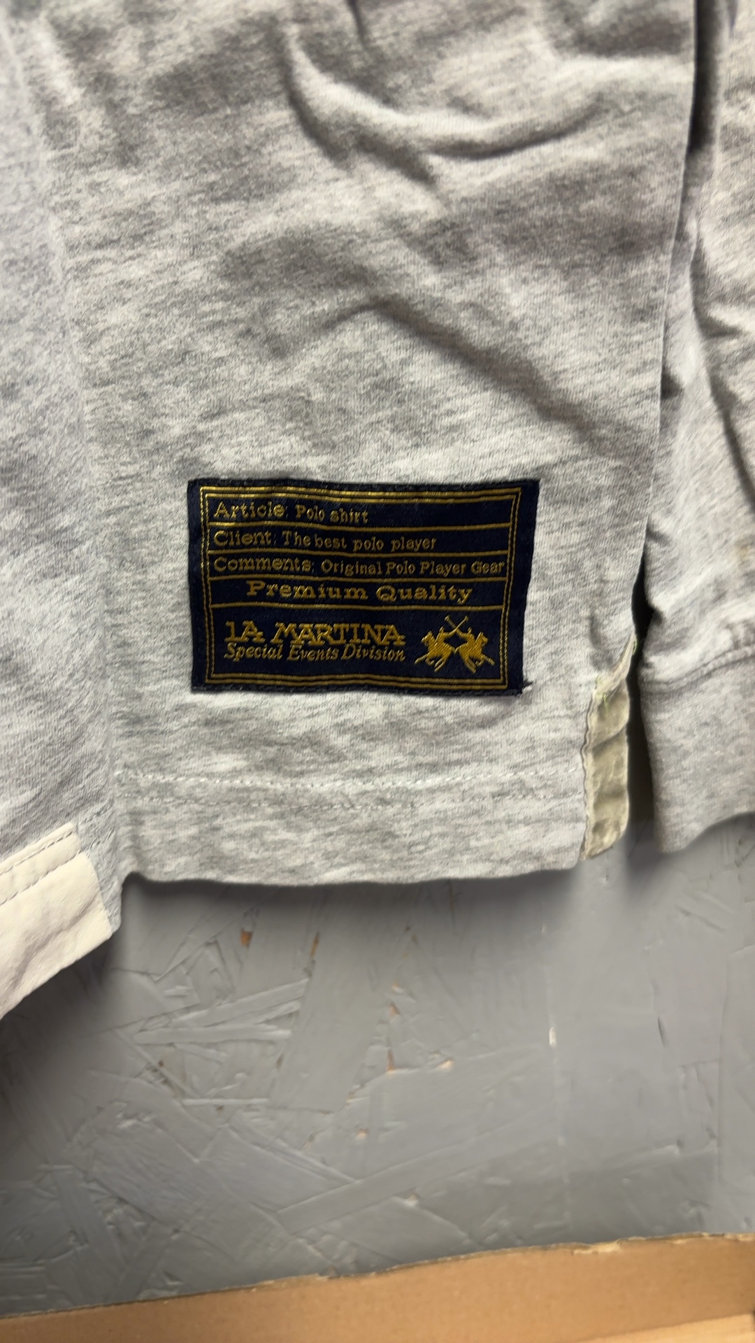 La Martina Grey Cotton Polo Shirt Large Embroidered Logo good condition image 6