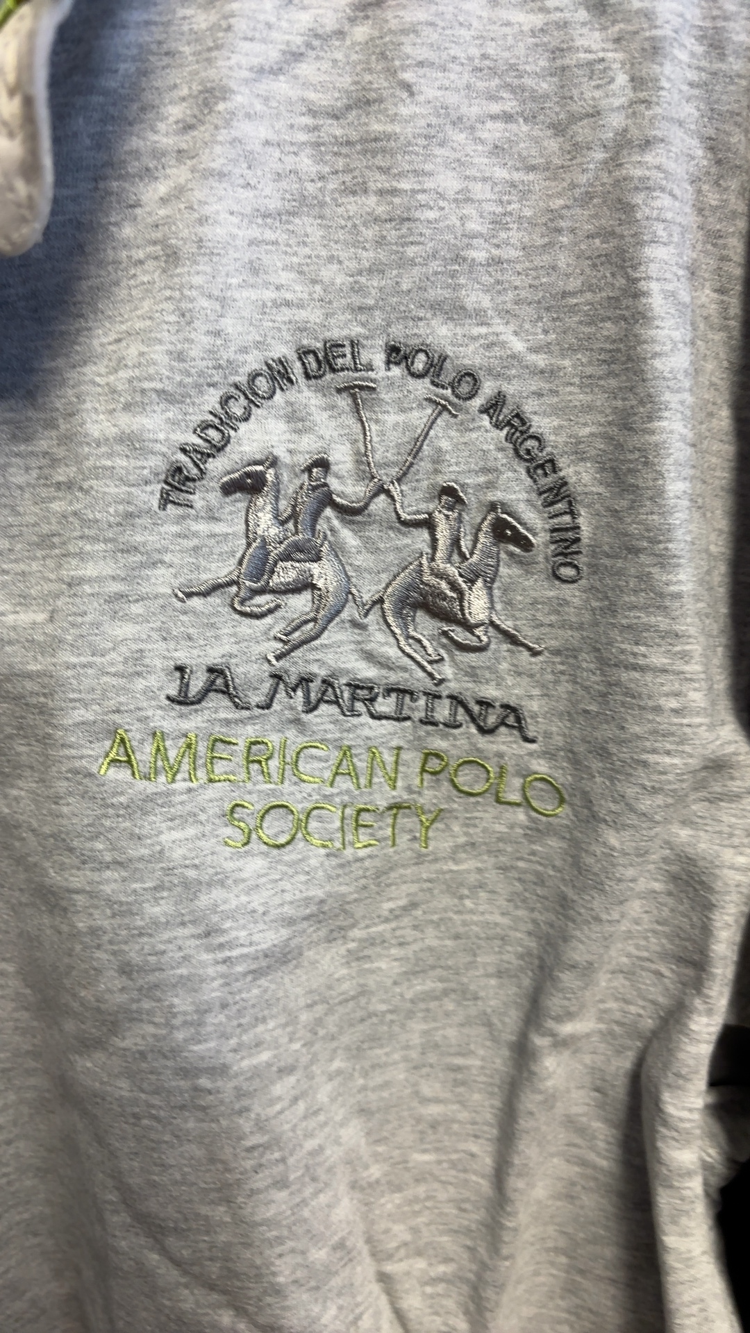 La Martina Grey Cotton Polo Shirt Large Embroidered Logo good condition image 5
