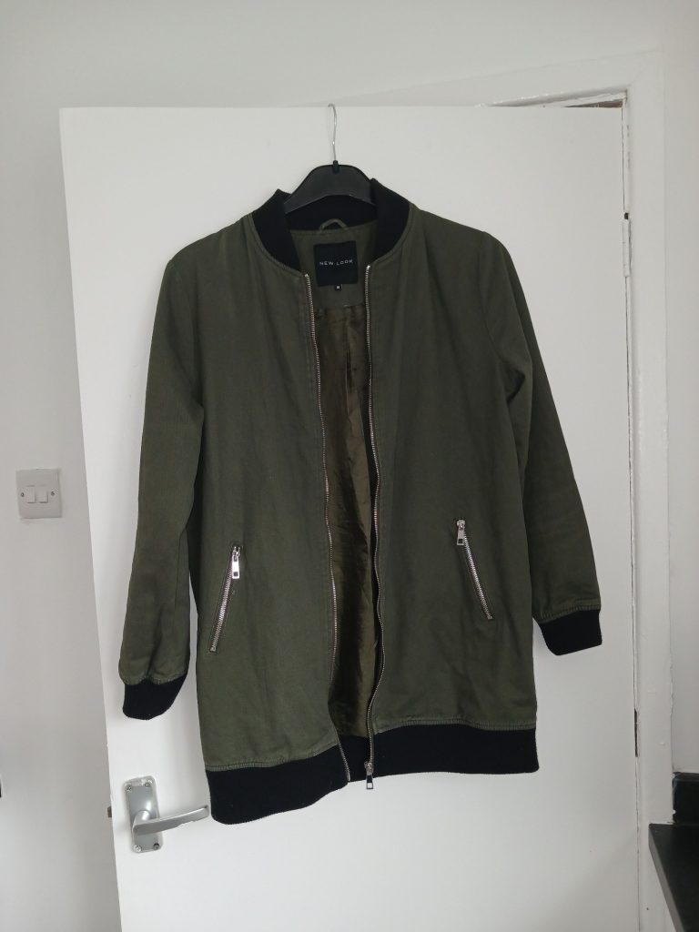 New Look Women's Khaki Long Bomber Jacket UK 10