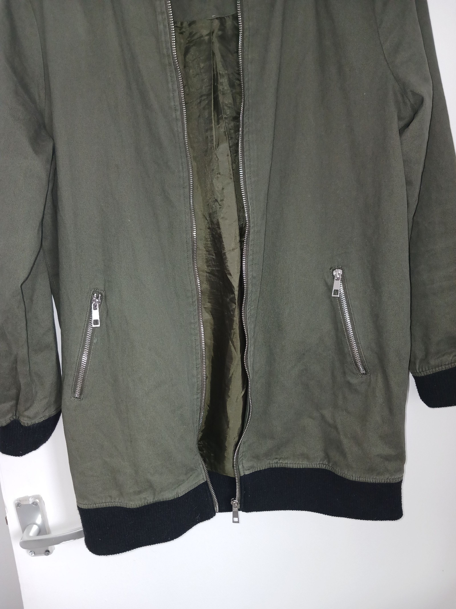 New Look Women's Khaki Long Bomber Jacket UK 10 image 3