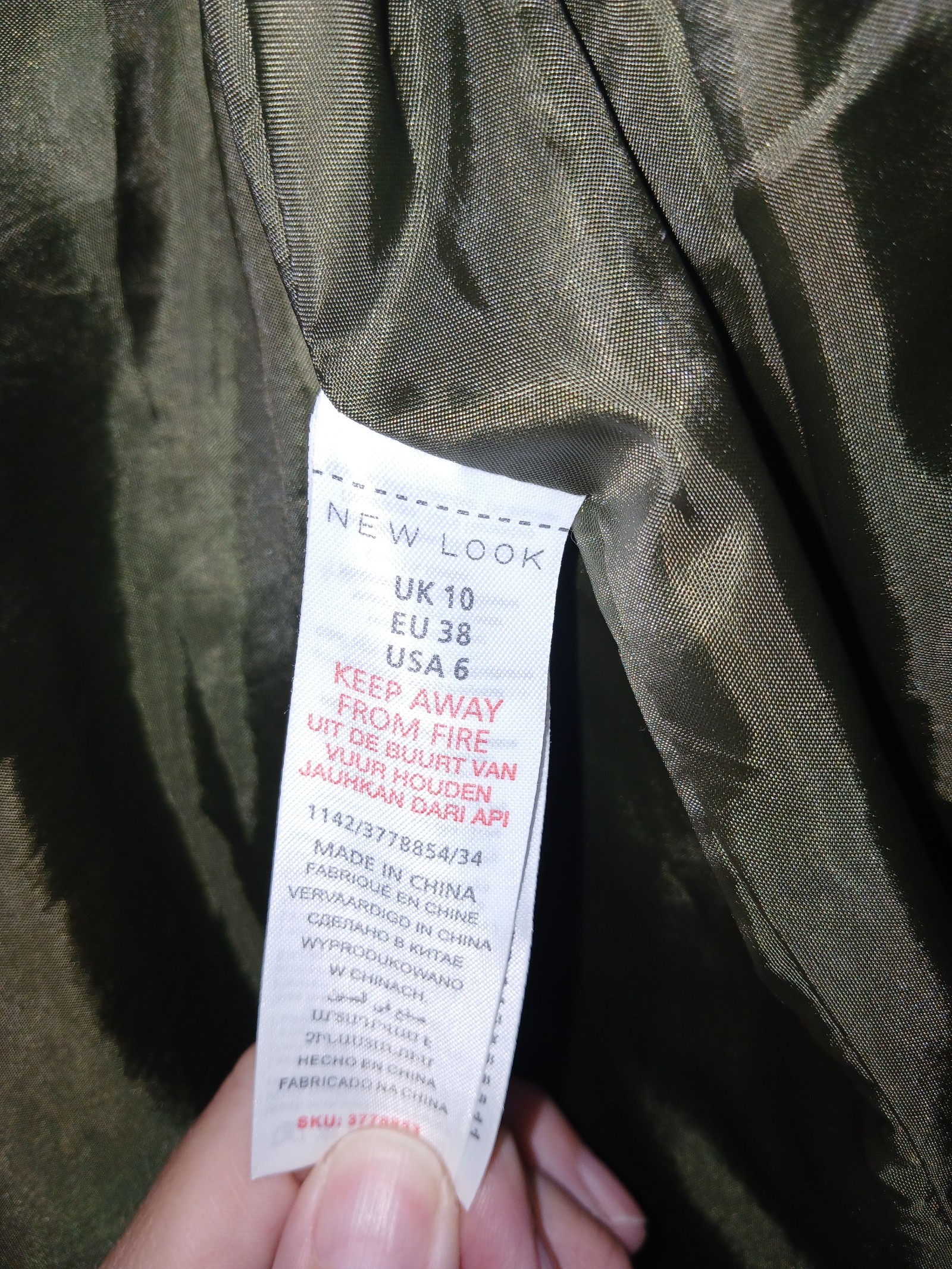 New Look Women's Khaki Long Bomber Jacket UK 10 image 4