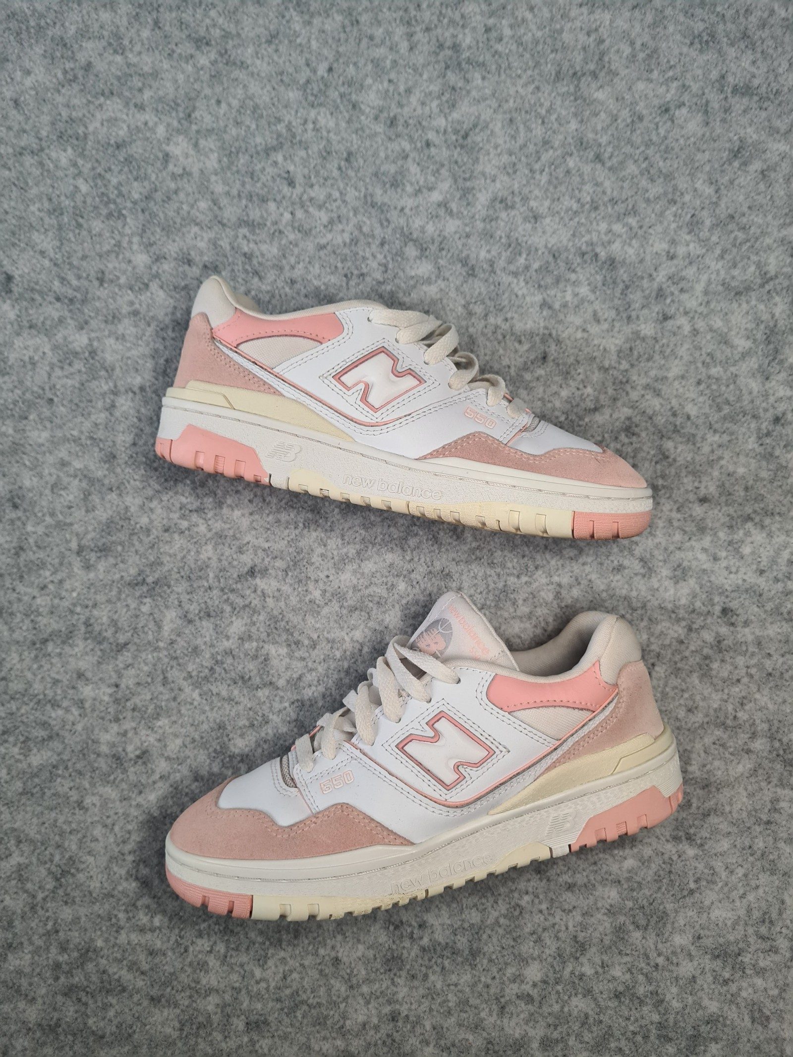 New Balance 550 Pink White Leather Suede Trainers UK 5