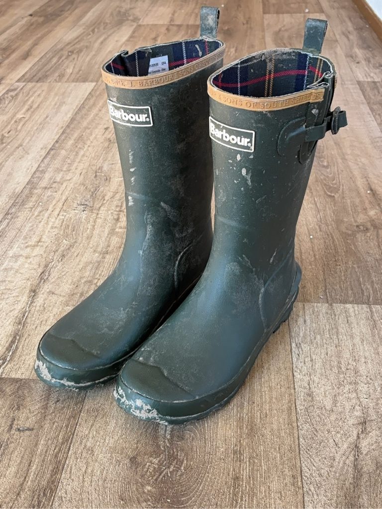 Barbour Green Wellington Boots Kids' Size 4 Waterproof