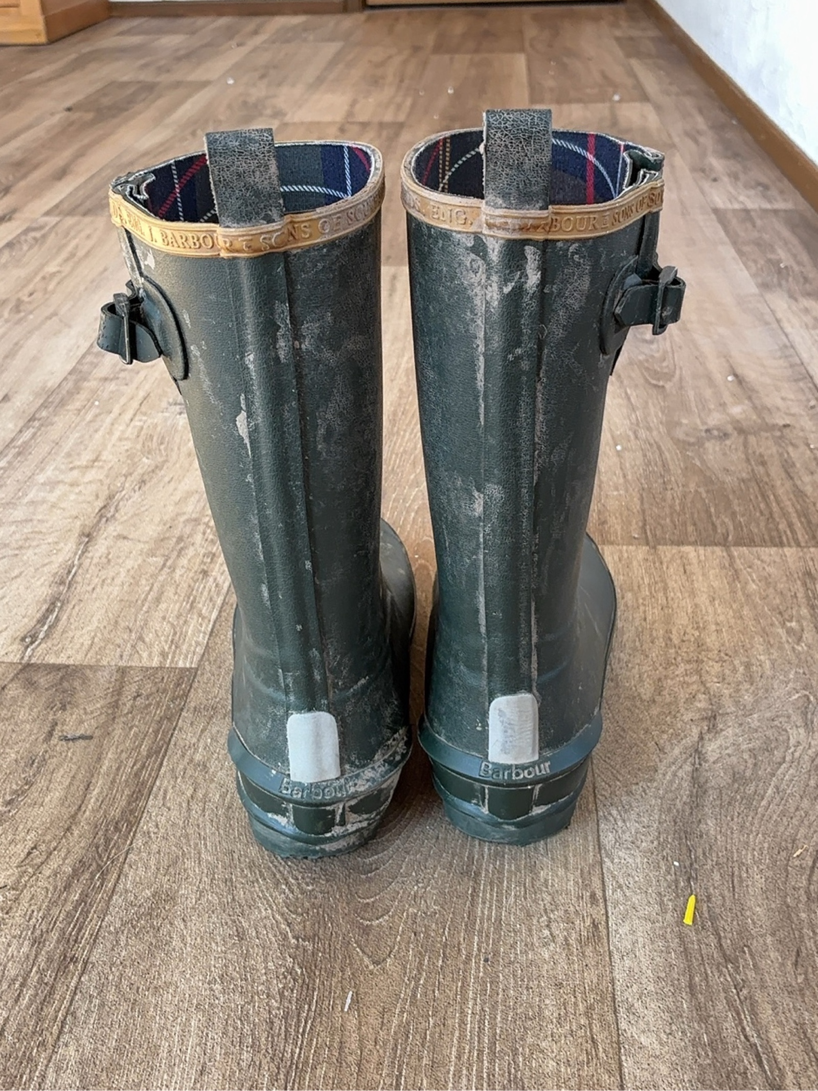 Barbour Green Wellington Boots Kids' Size 4 Waterproof image 2
